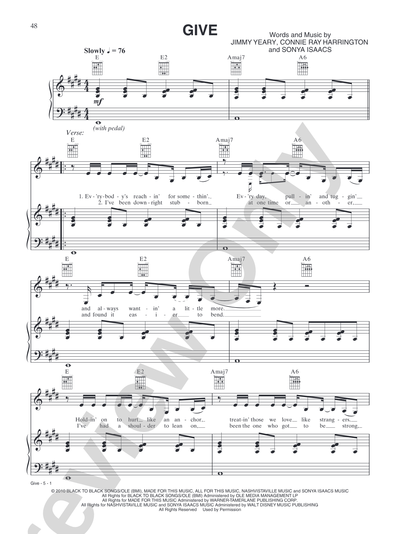 Give: Piano/Vocal/Chords