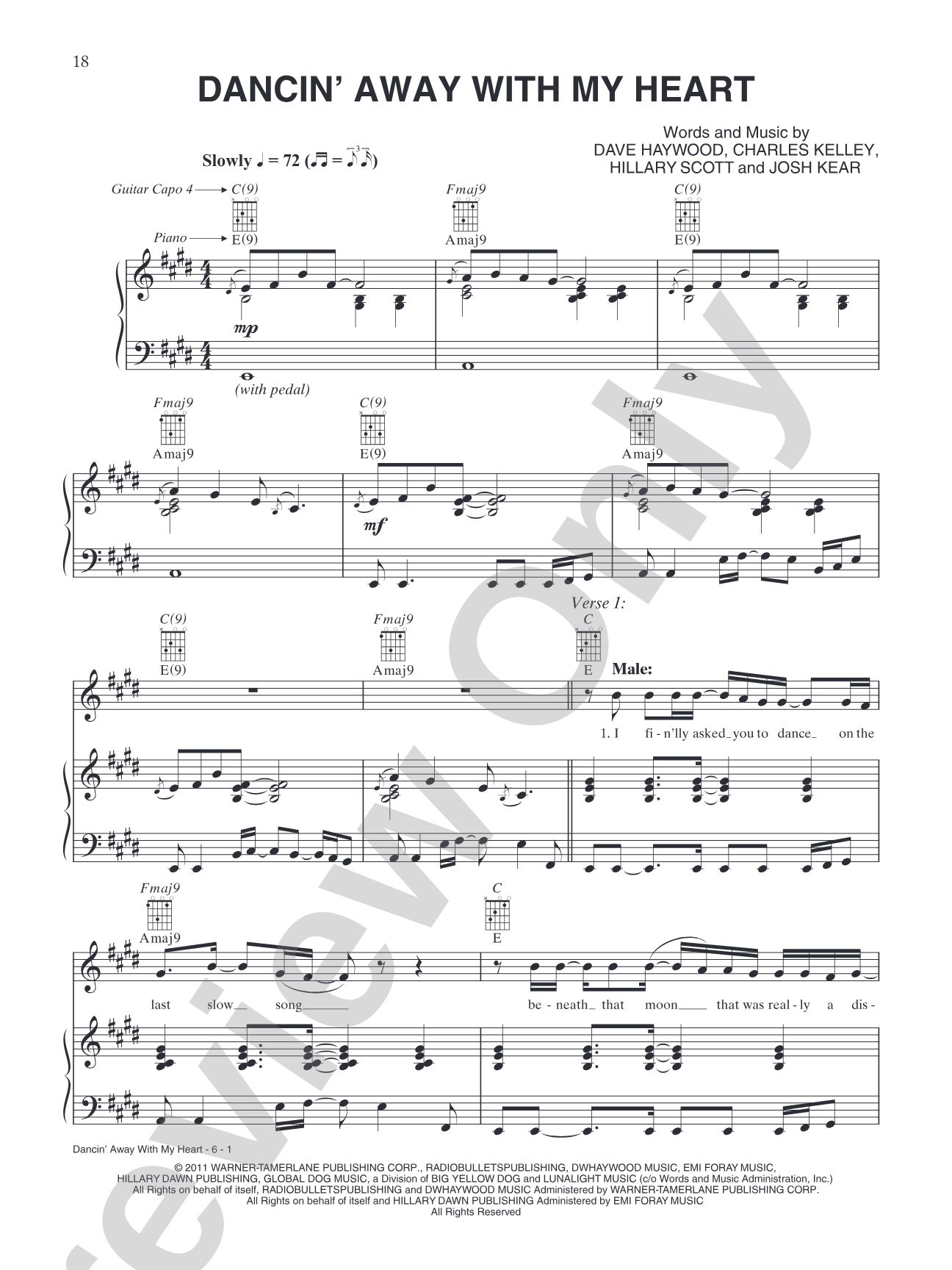 Dancin' Away With My Heart: Piano/Vocal/Chords