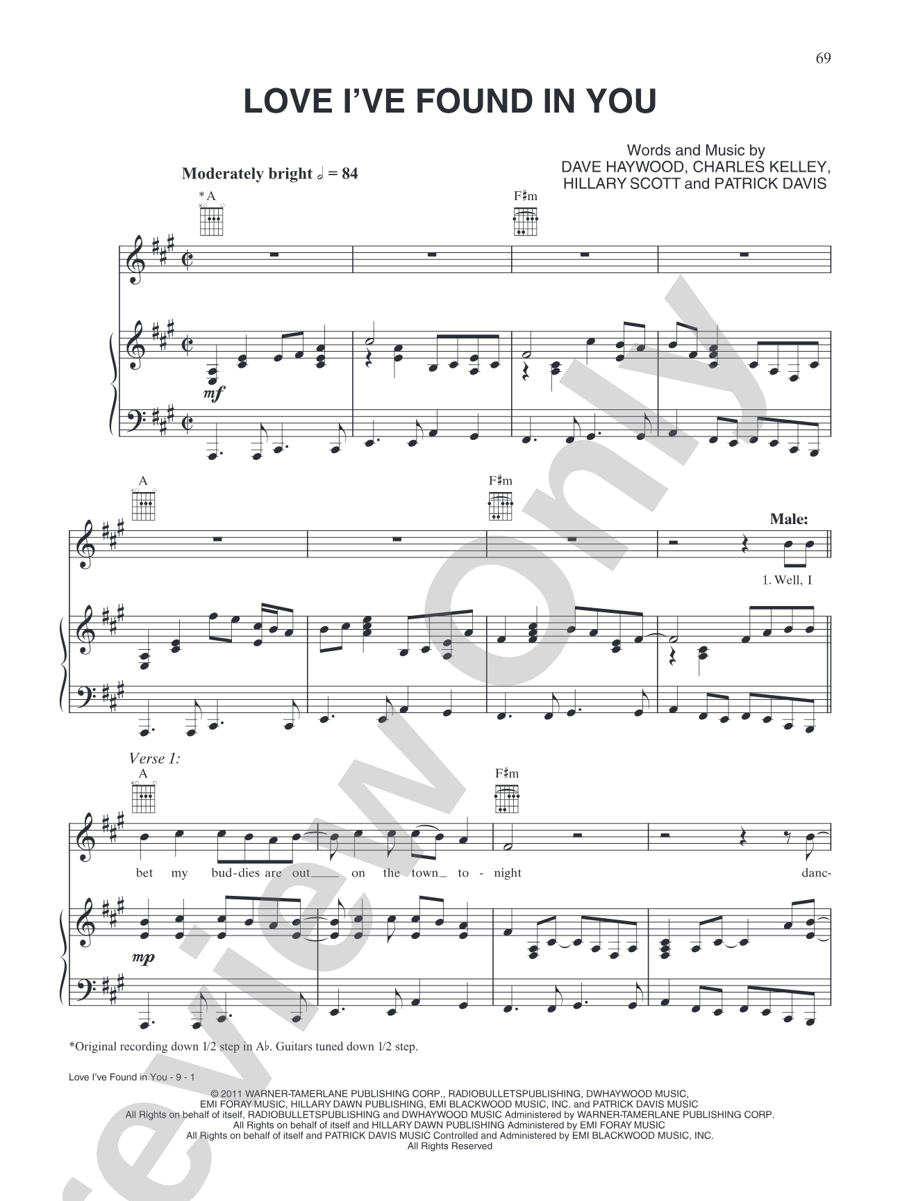 Love I've Found In You: Piano/Vocal/Chords