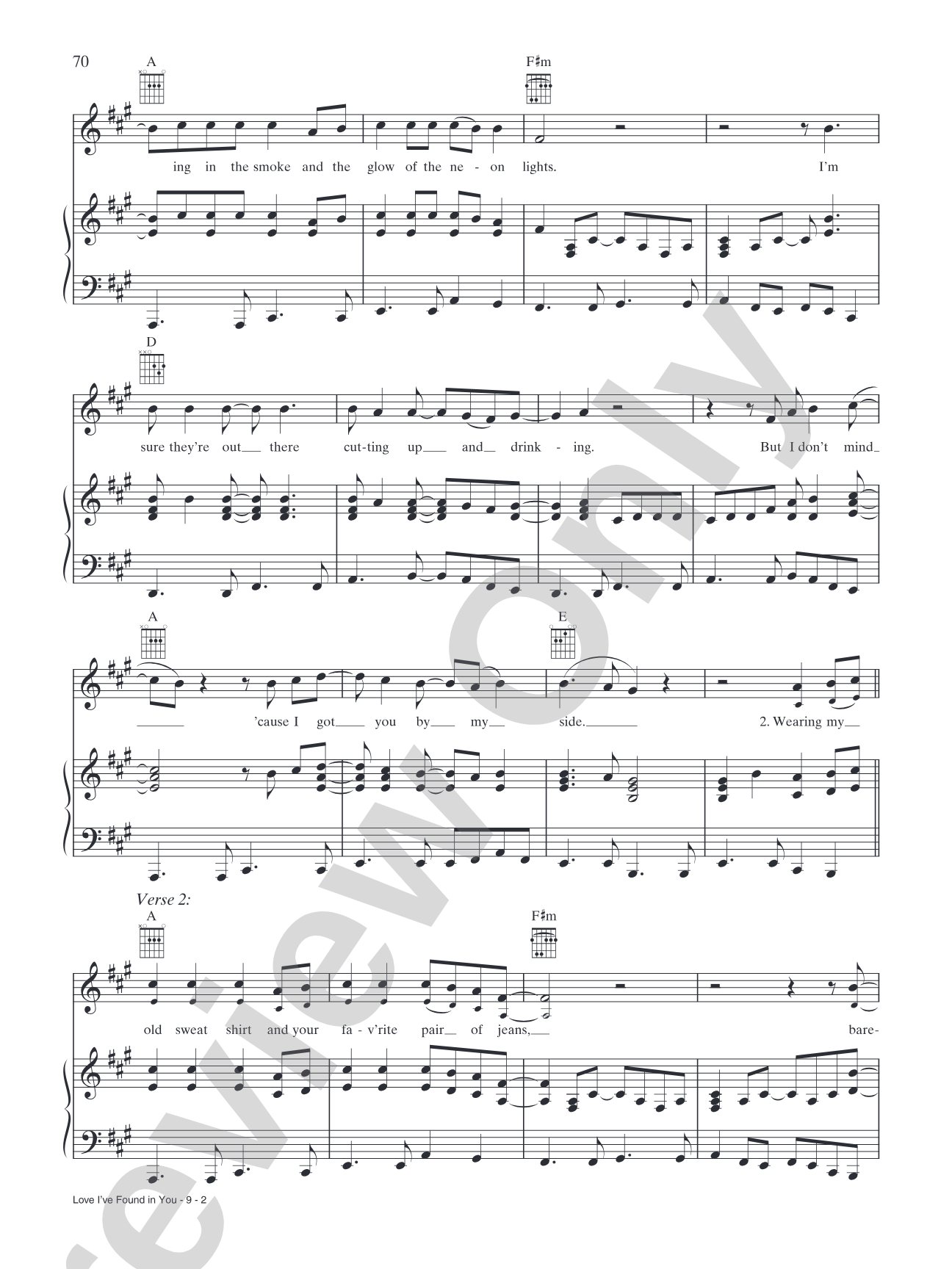 Love I've Found In You: Piano/Vocal/Chords