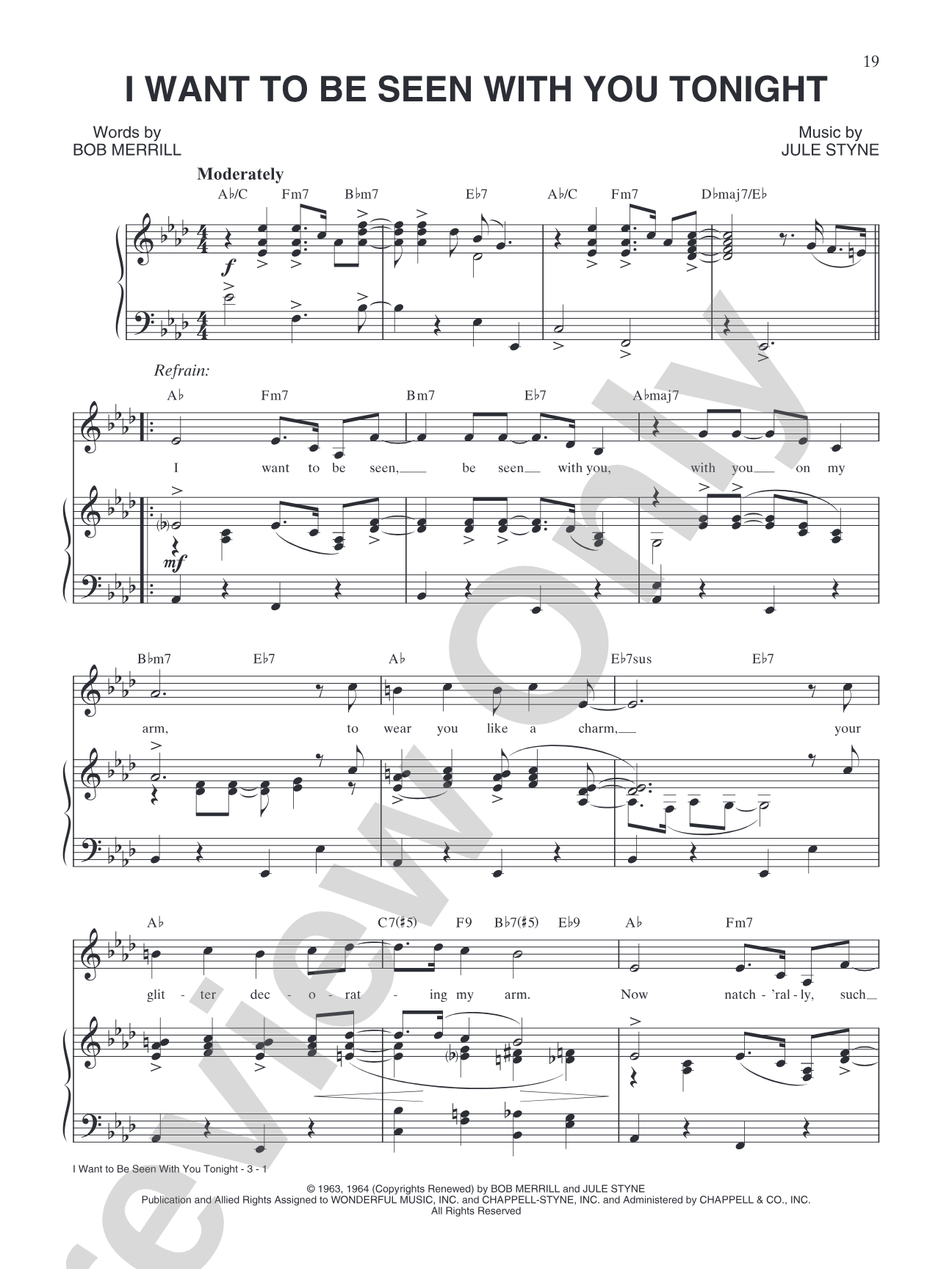 I Want to be Seen with You Tonight (from "Funny Girl"): Piano/Vocal/Chords