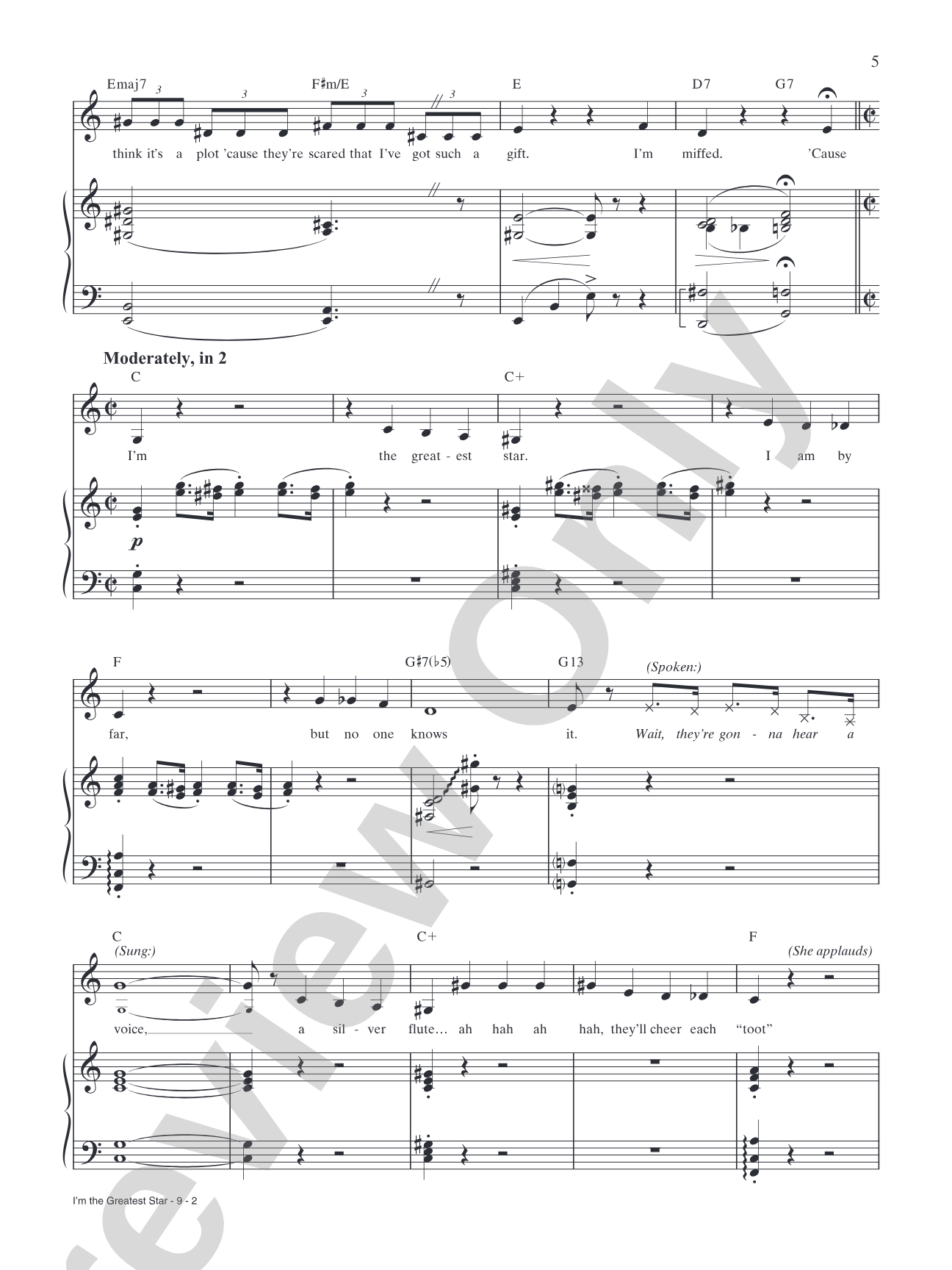 I'm the Greatest Star (from "Funny Girl"): Piano/Vocal/Chords