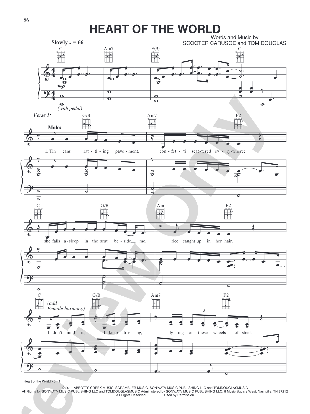 The Heart of the World: Piano/Vocal/Chords