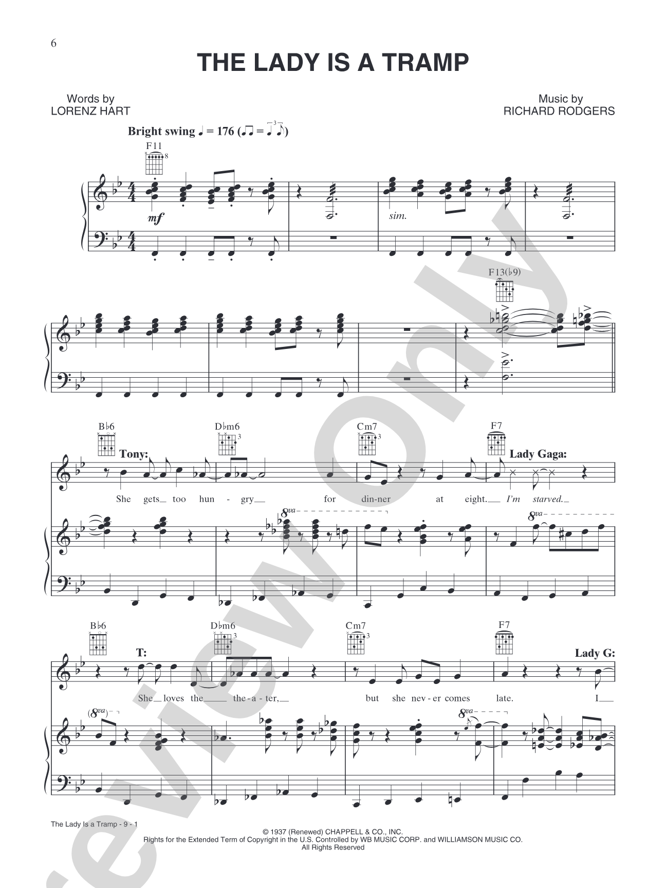 The Lady is a Tramp: Piano/Vocal/Chords