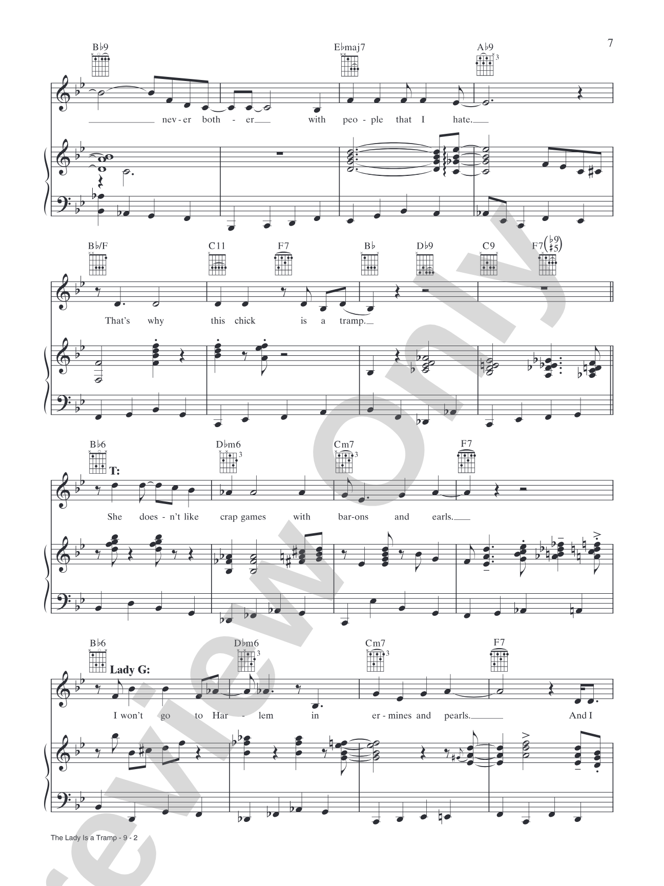 The Lady is a Tramp: Piano/Vocal/Chords