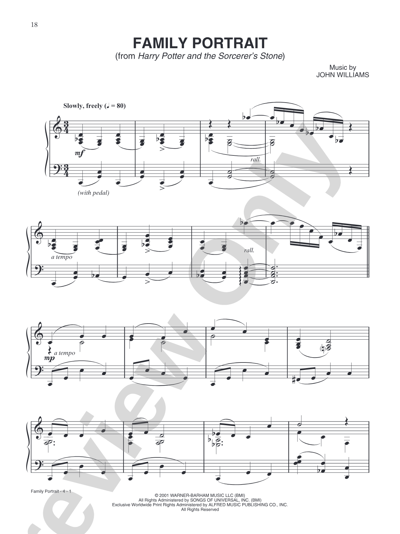 Family Protrait (from "Harry Potter and the Sorcerer's Stone"): Piano