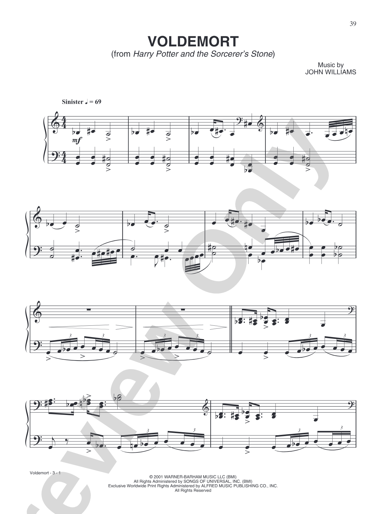 Voldemort (from "Harry Potter and the Sorcerer's Stone"): Piano