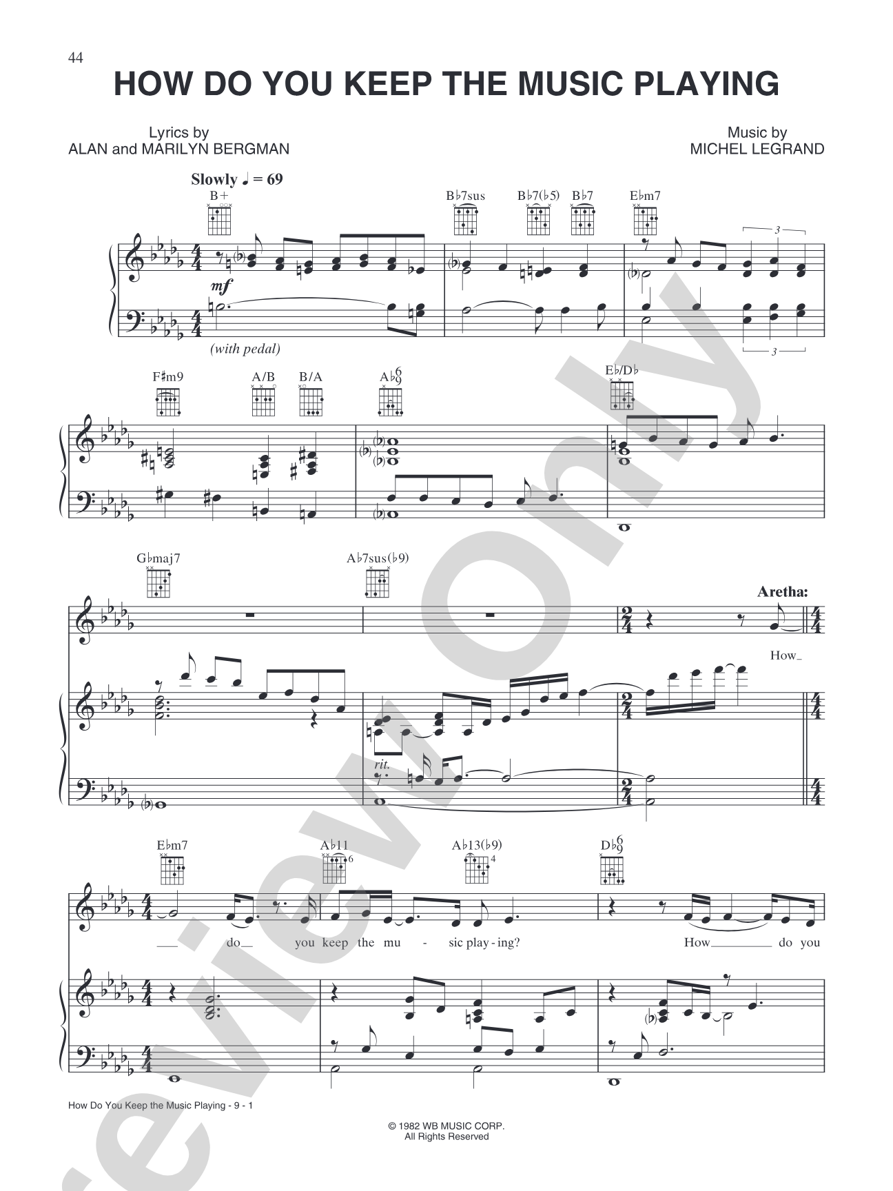 How Do You Keep the Music Playing: Piano/Vocal/Chords