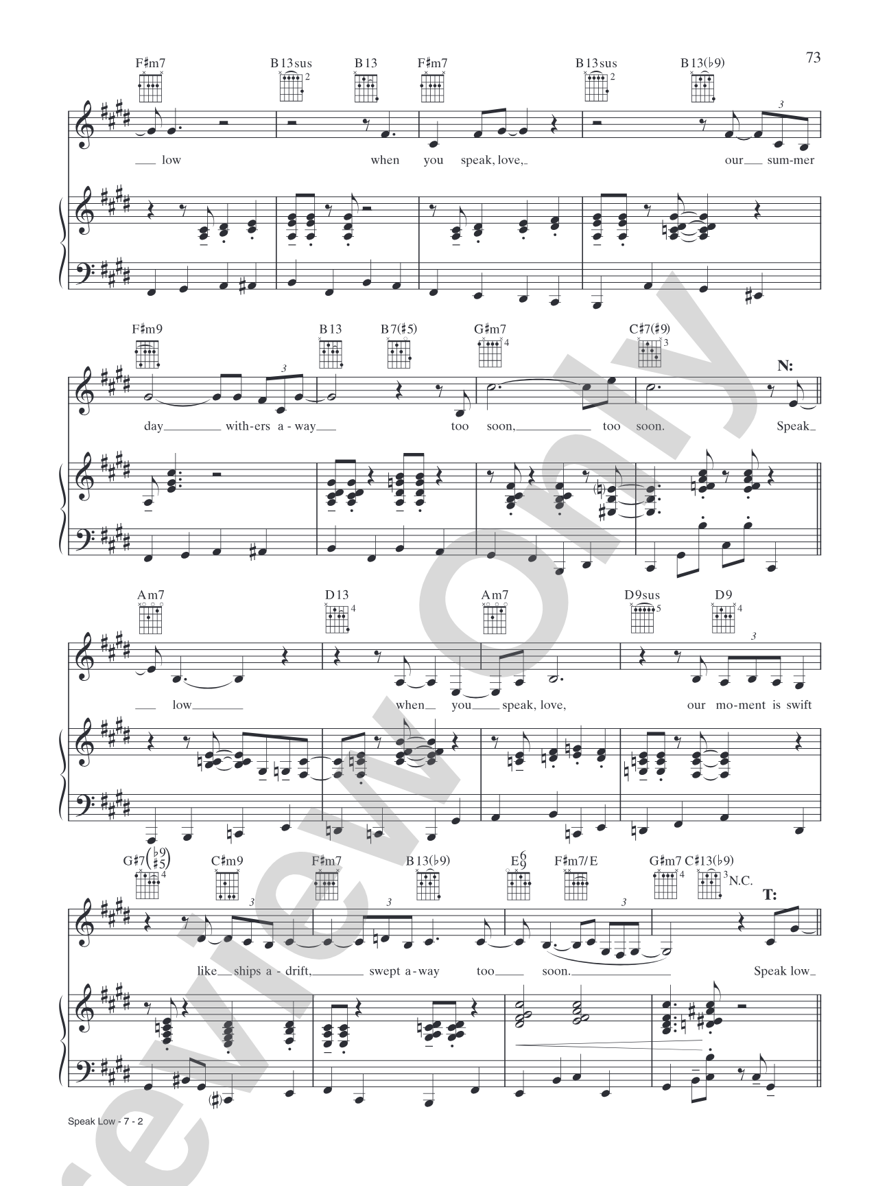 Speak Low: Piano/Vocal/Chords