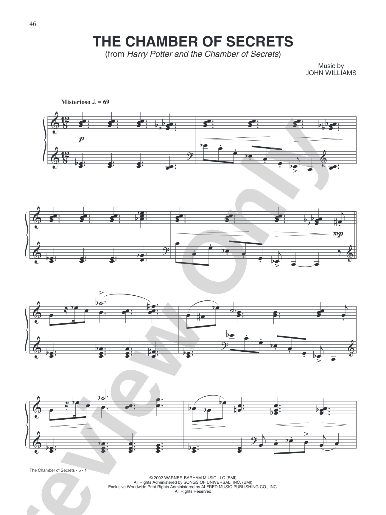 Chamber of Secrets (from "Harry Potter and the Chamber of Secrets"): Piano