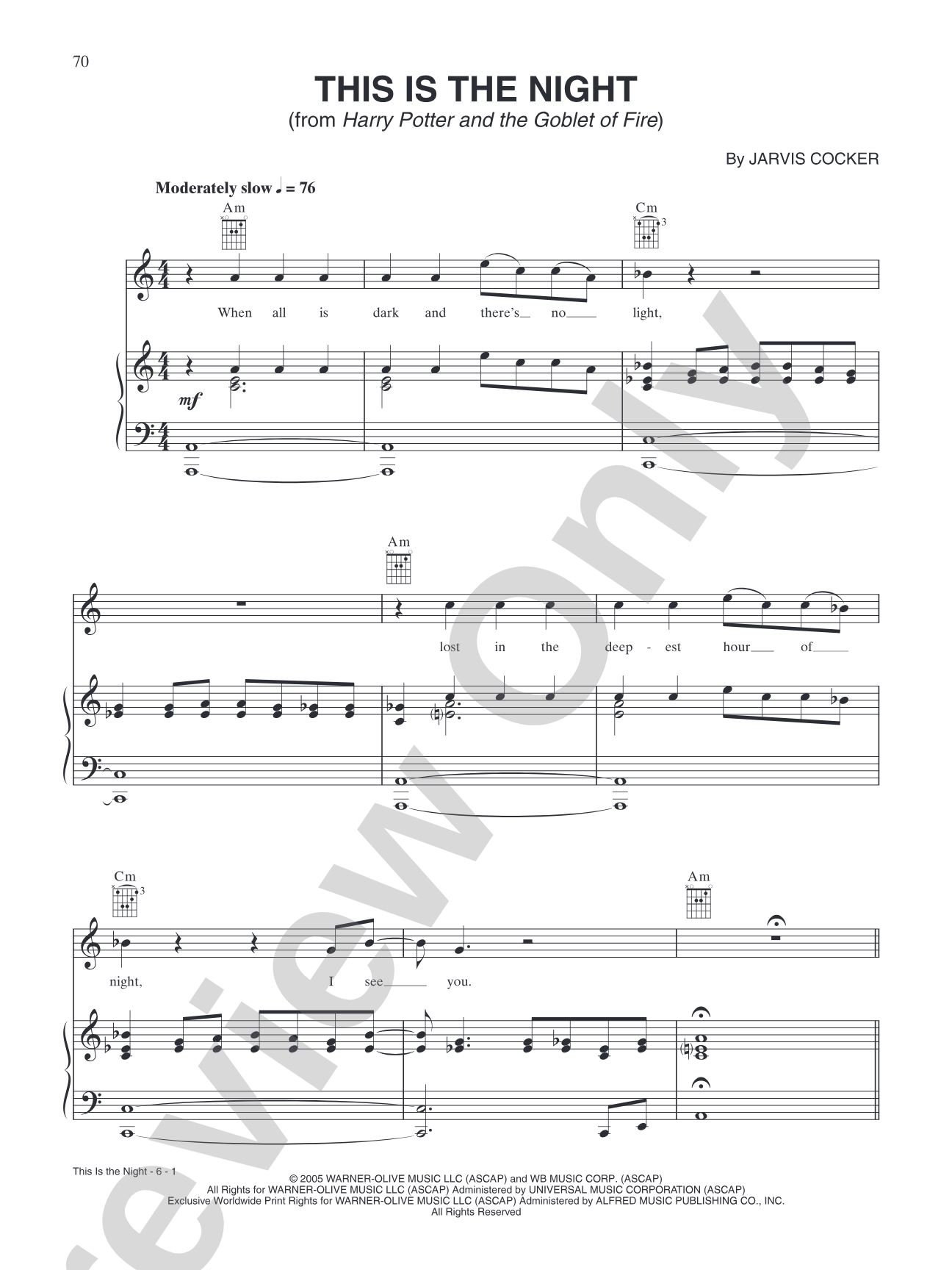 This is the Night (from "Harry Potter and the Goblet of Fire"): Piano