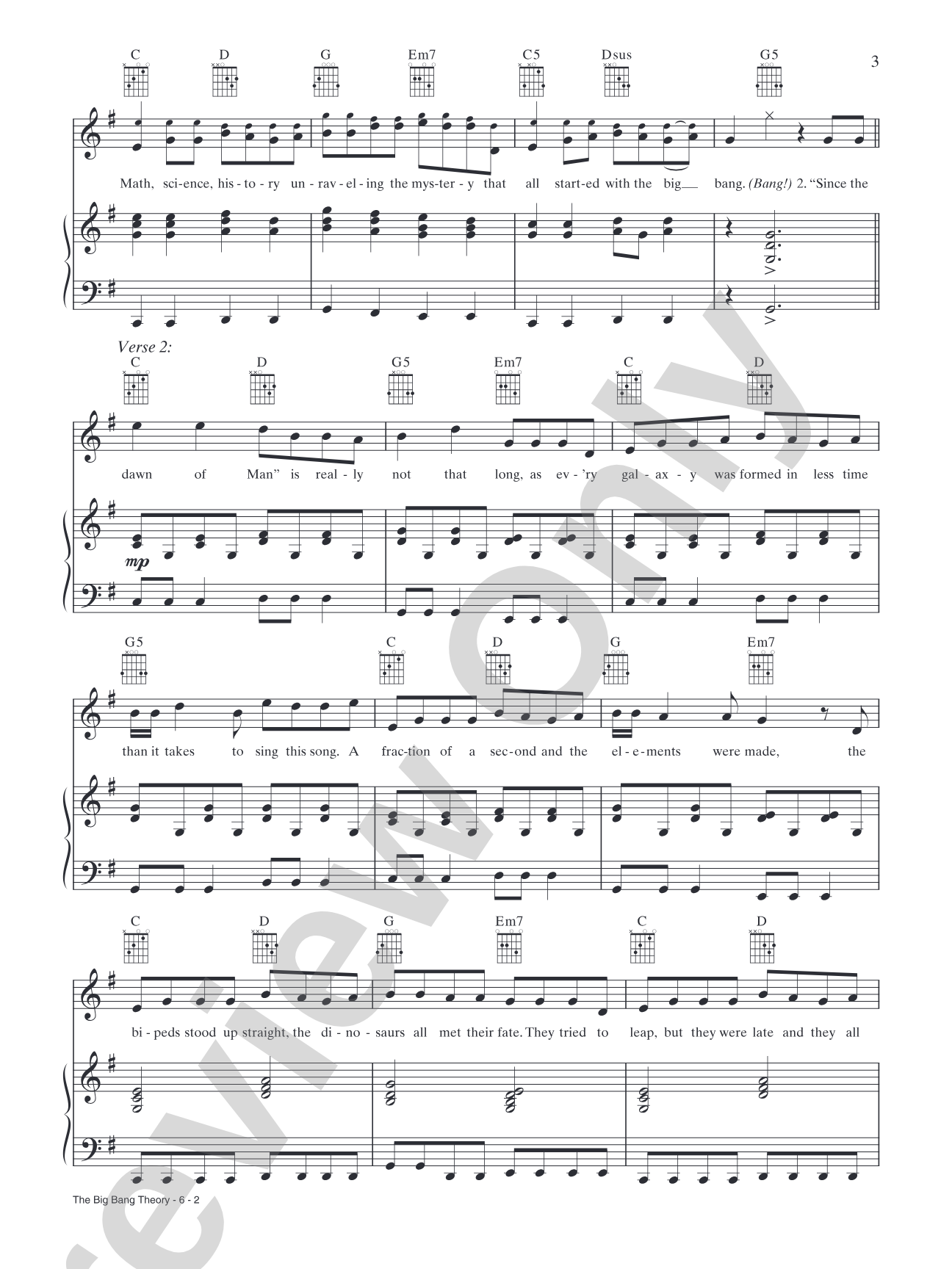 The Big Bang Theory (Main Title): Piano/Vocal/Chords