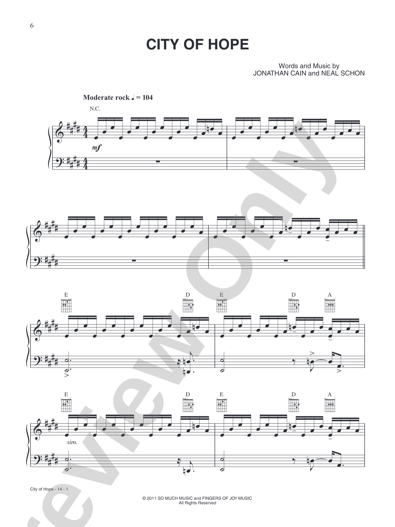 City of Hope: Piano/Vocal/Chords