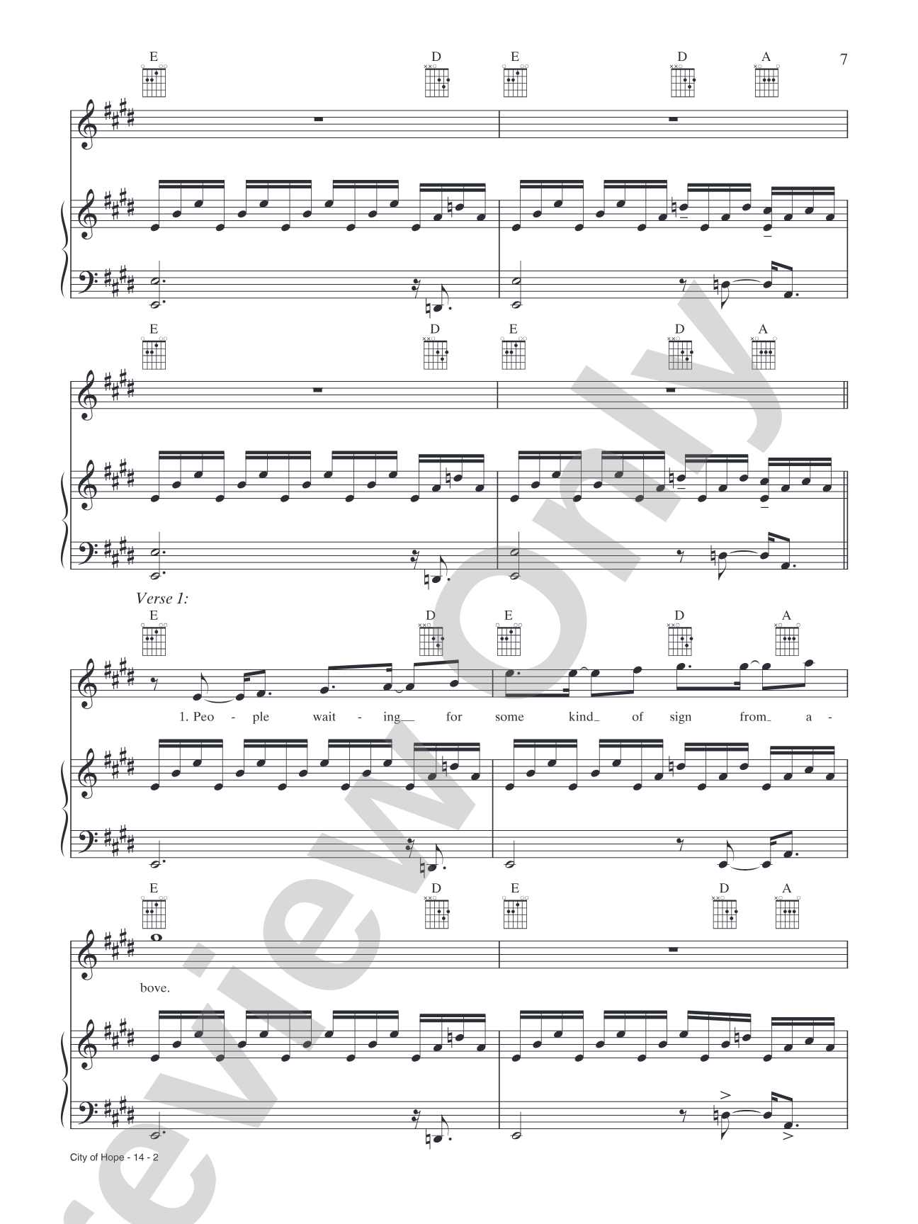 City of Hope: Piano/Vocal/Chords
