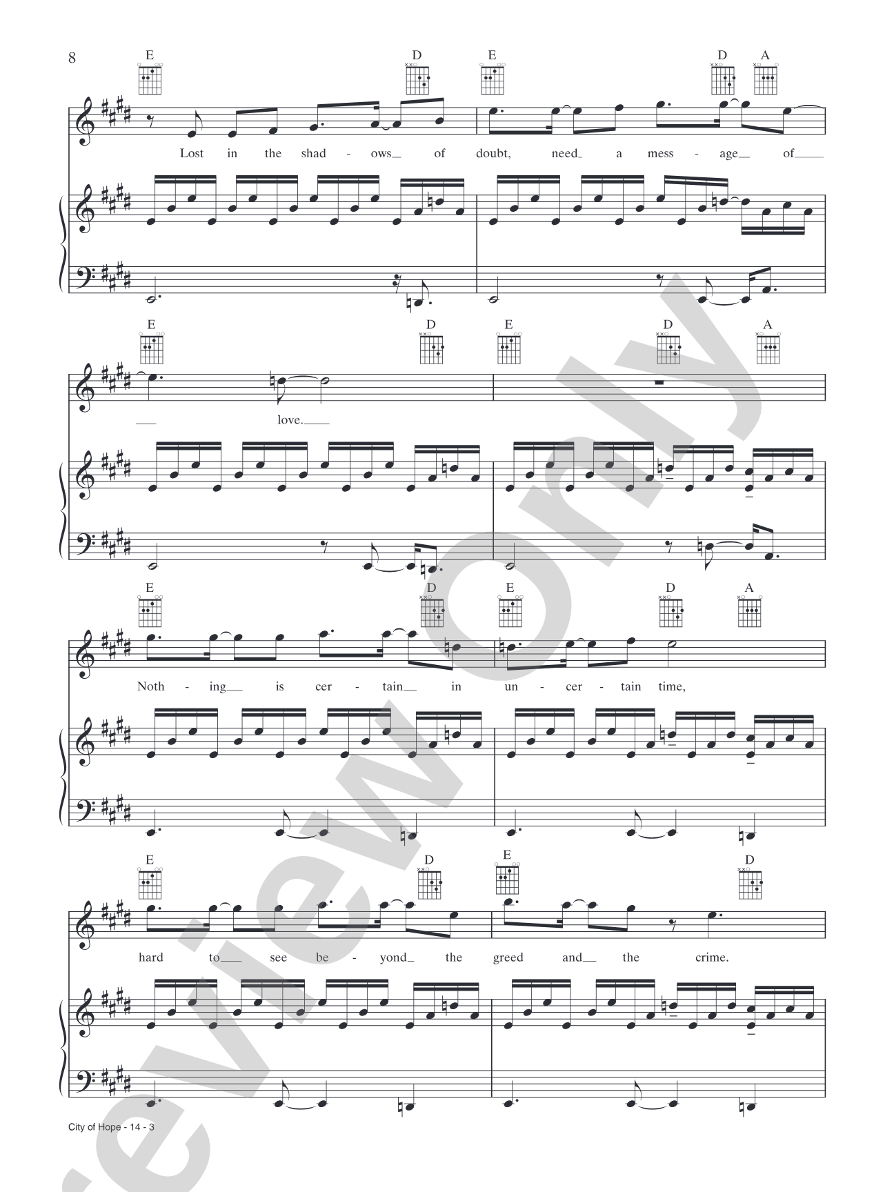 City of Hope: Piano/Vocal/Chords