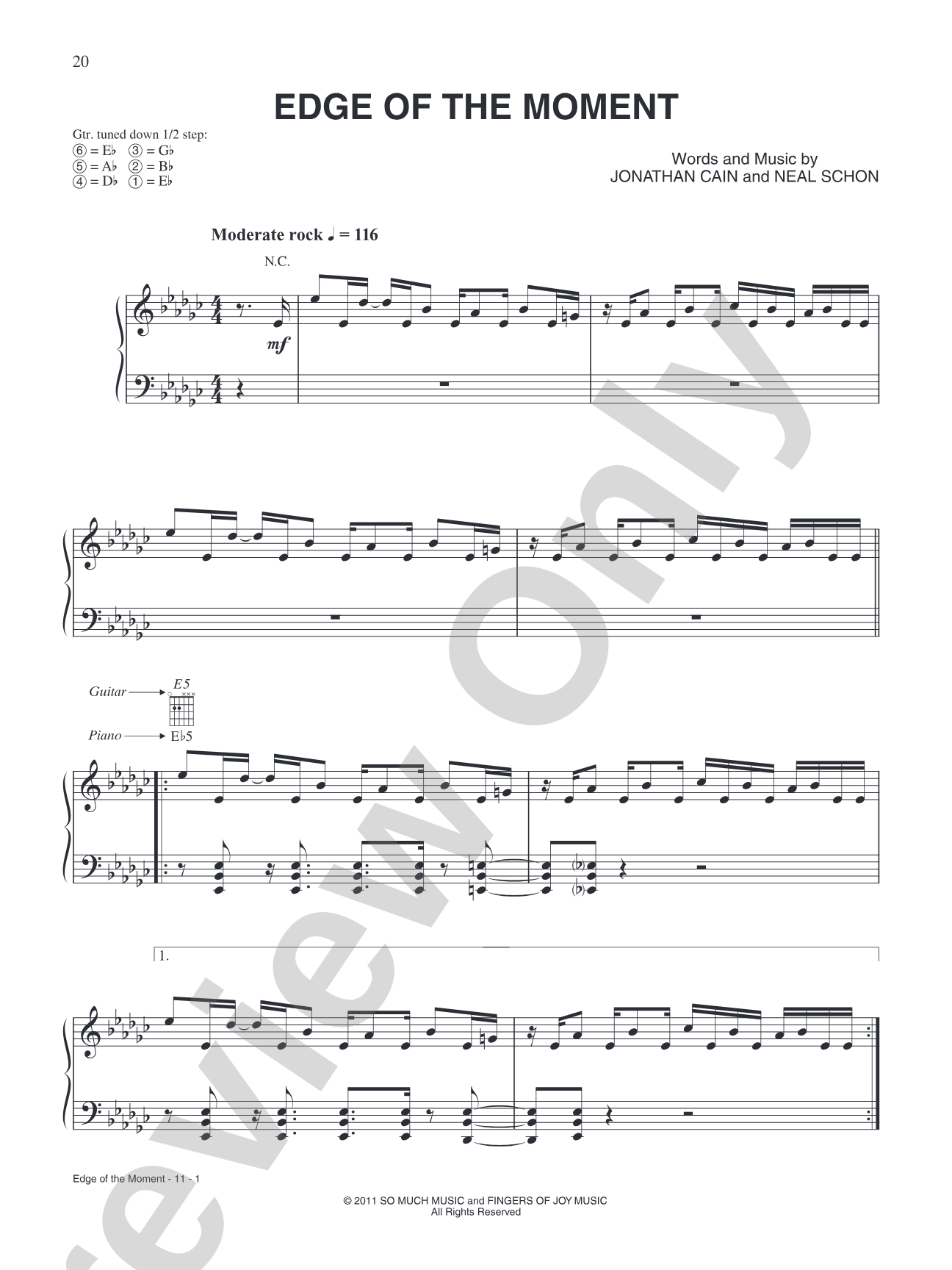 Edge of the Moment: Piano/Vocal/Chords