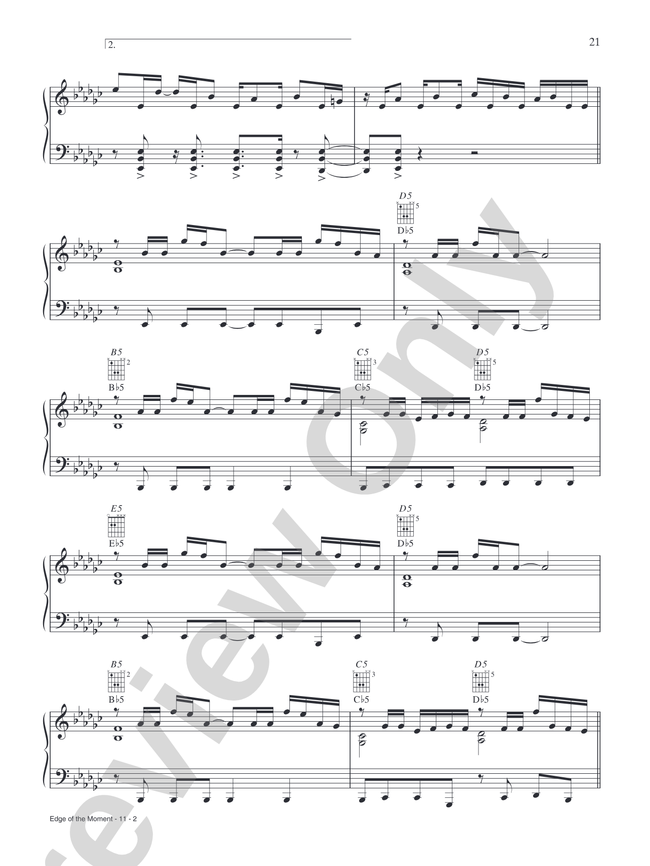 Edge of the Moment: Piano/Vocal/Chords