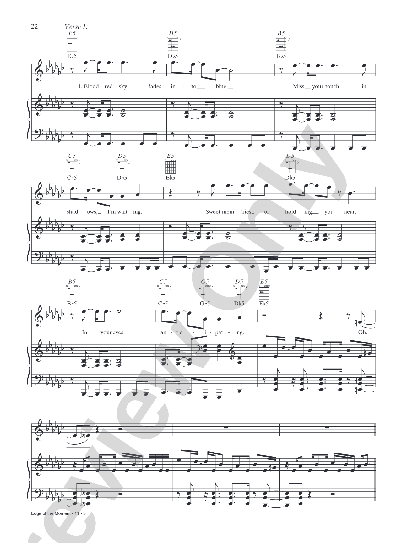 Edge of the Moment: Piano/Vocal/Chords