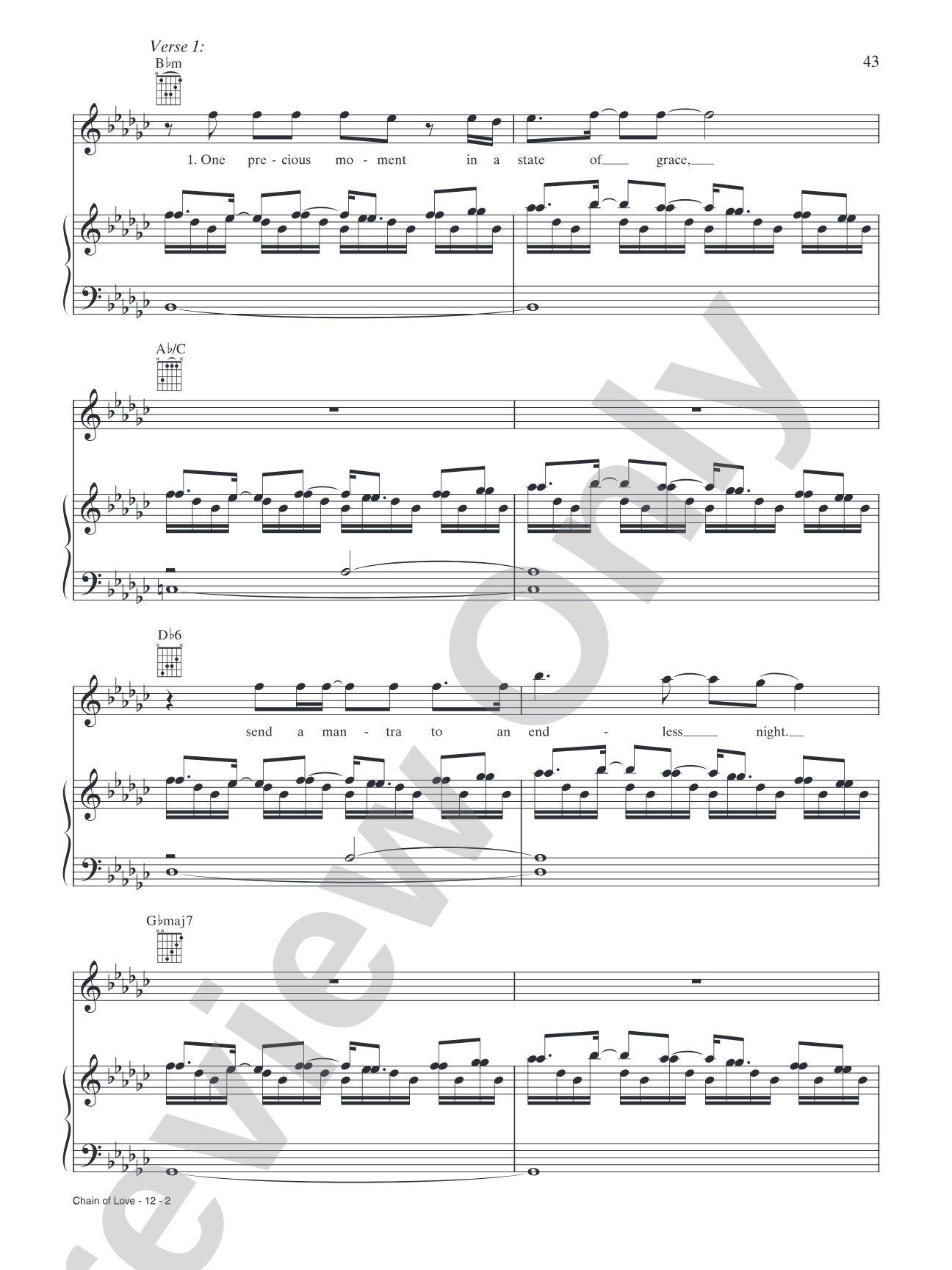 Chain of Love: Piano/Vocal/Chords