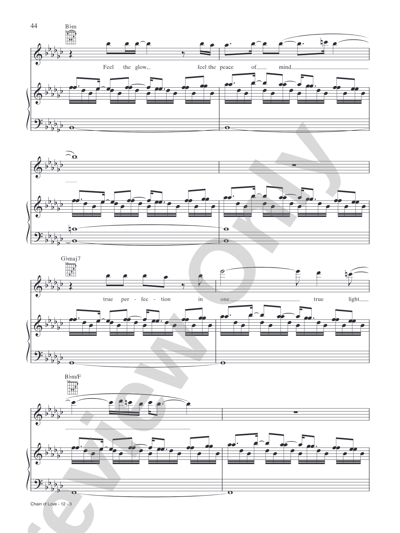 Chain of Love: Piano/Vocal/Chords
