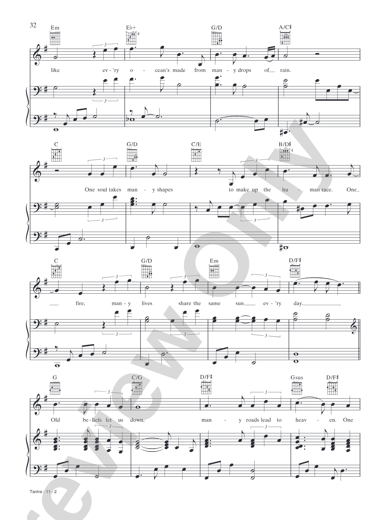 Tantra: Piano/Vocal/Chords