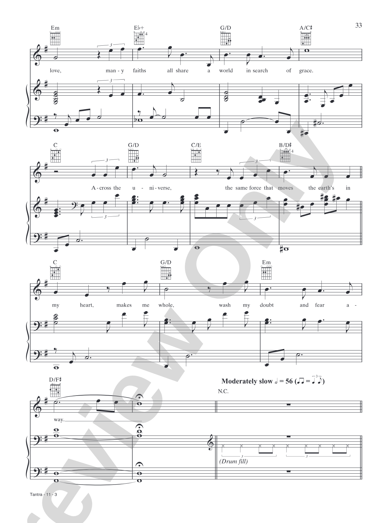 Tantra: Piano/Vocal/Chords