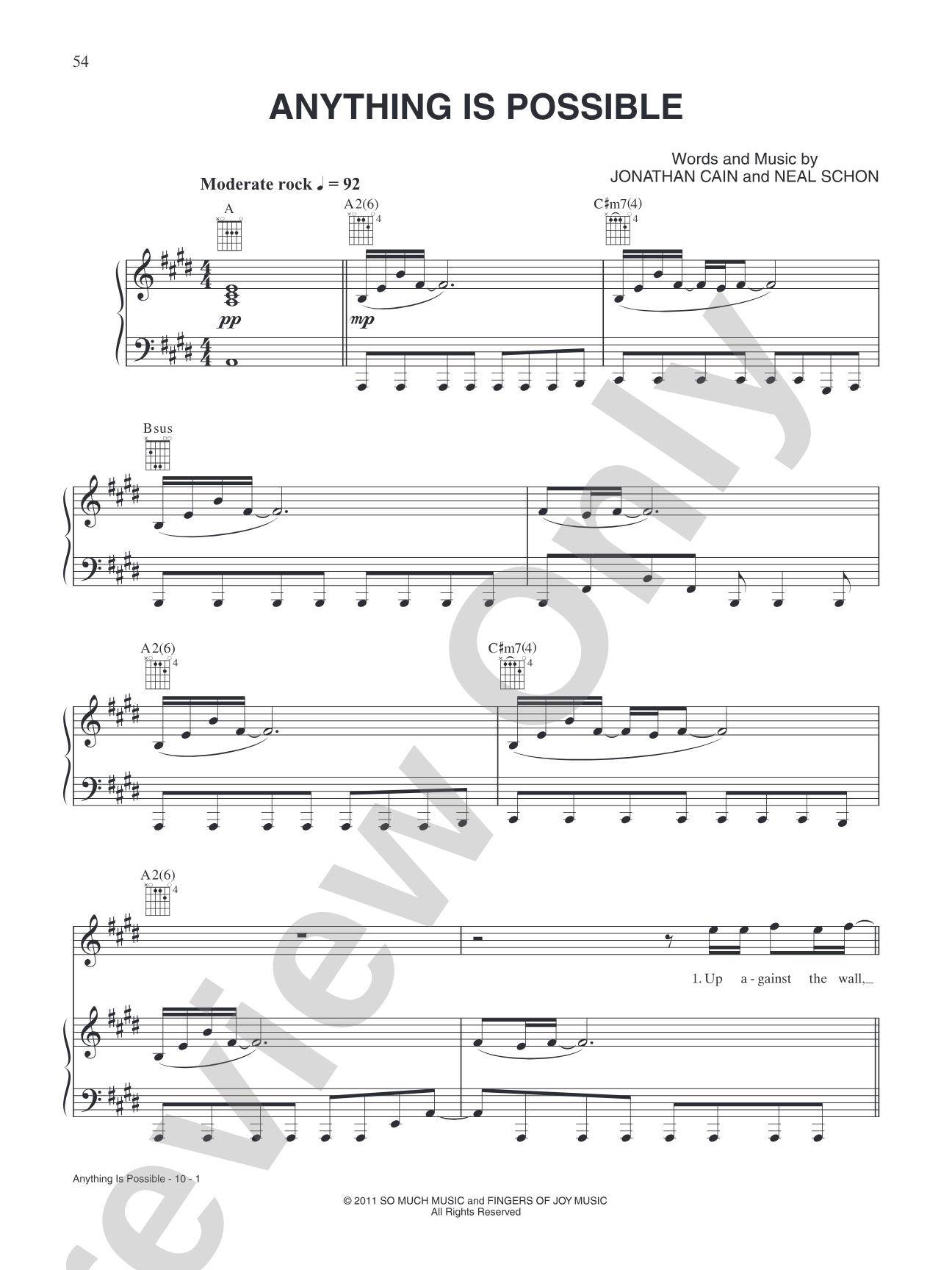 Anything Is Possible: Piano/Vocal/Chords