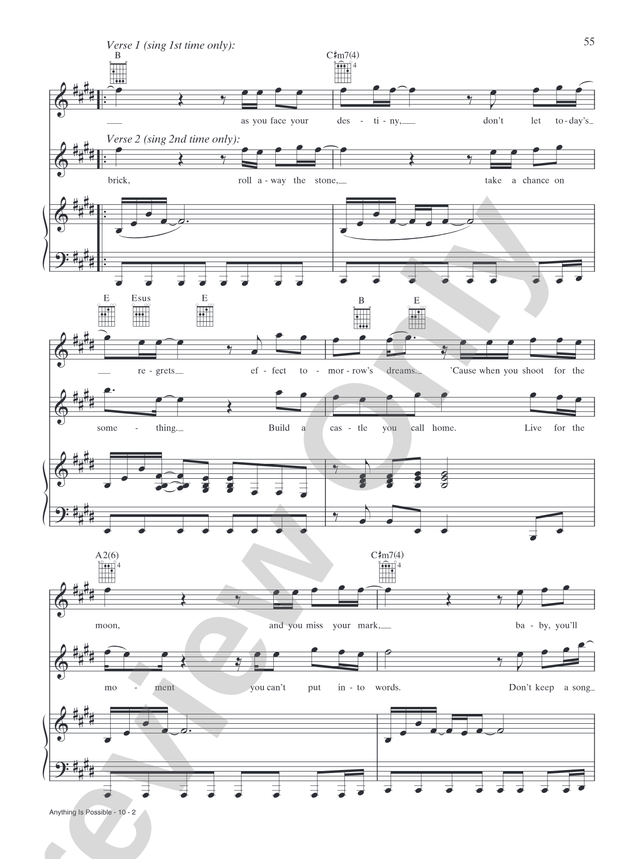 Anything Is Possible: Piano/Vocal/Chords