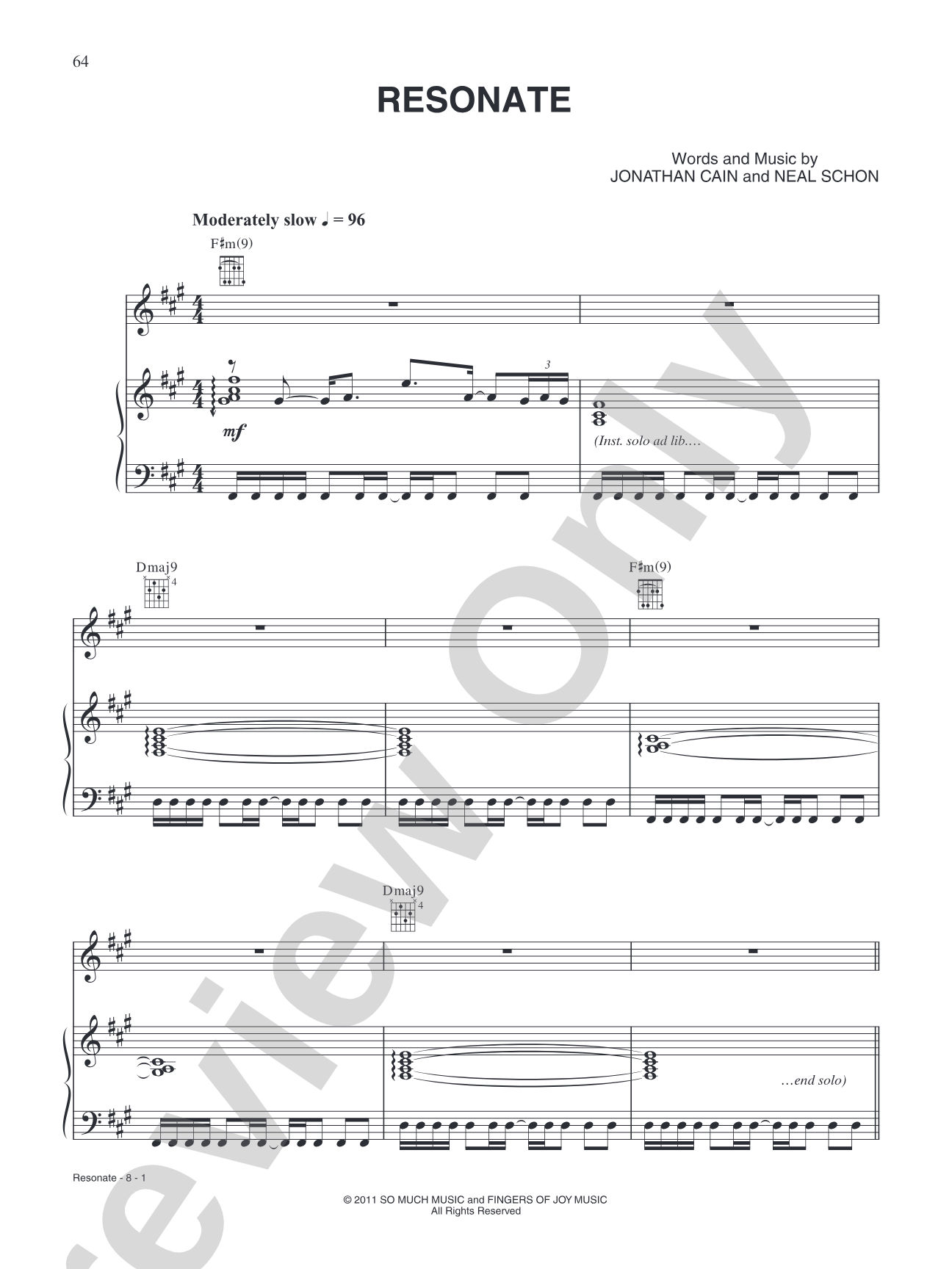 Resonate: Piano/Vocal/Chords