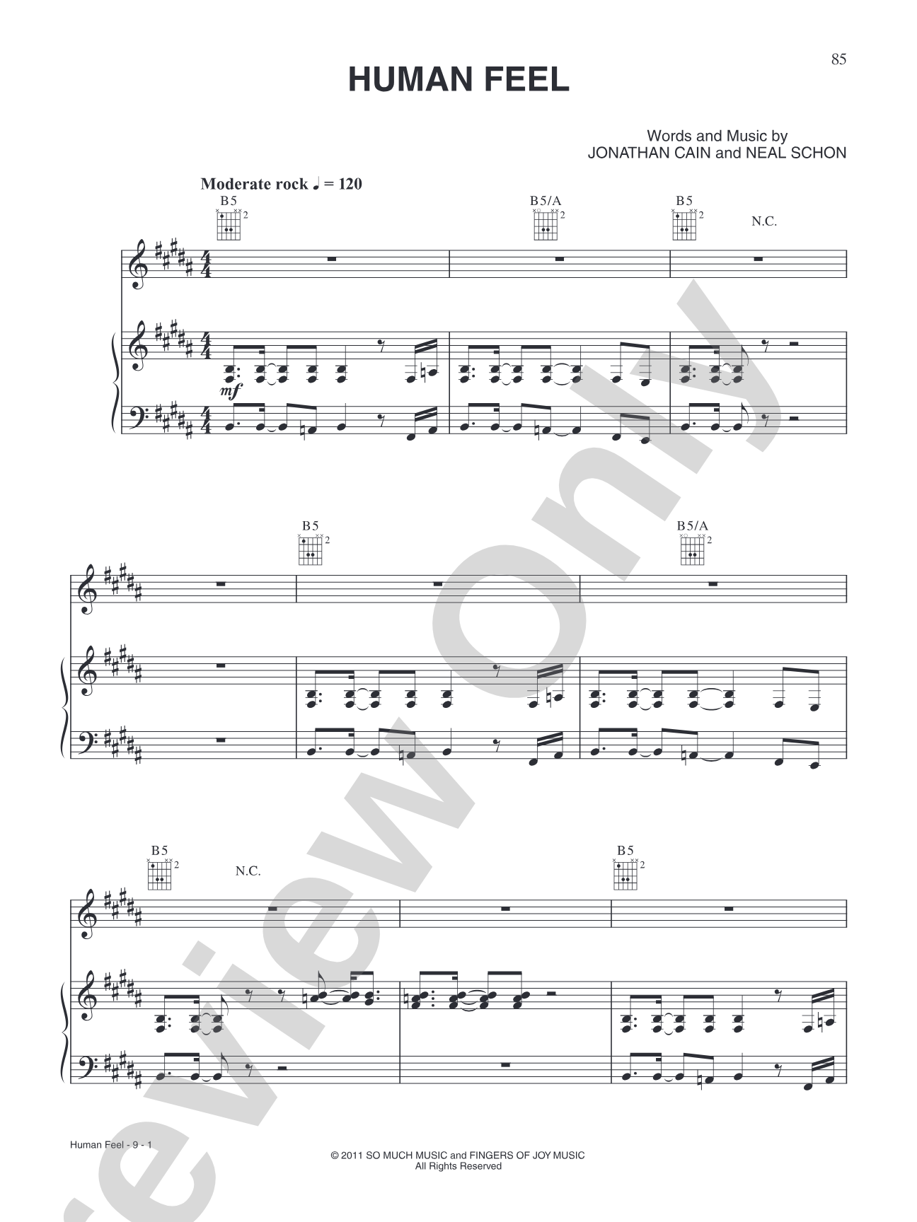 Human Feel: Piano/Vocal/Chords