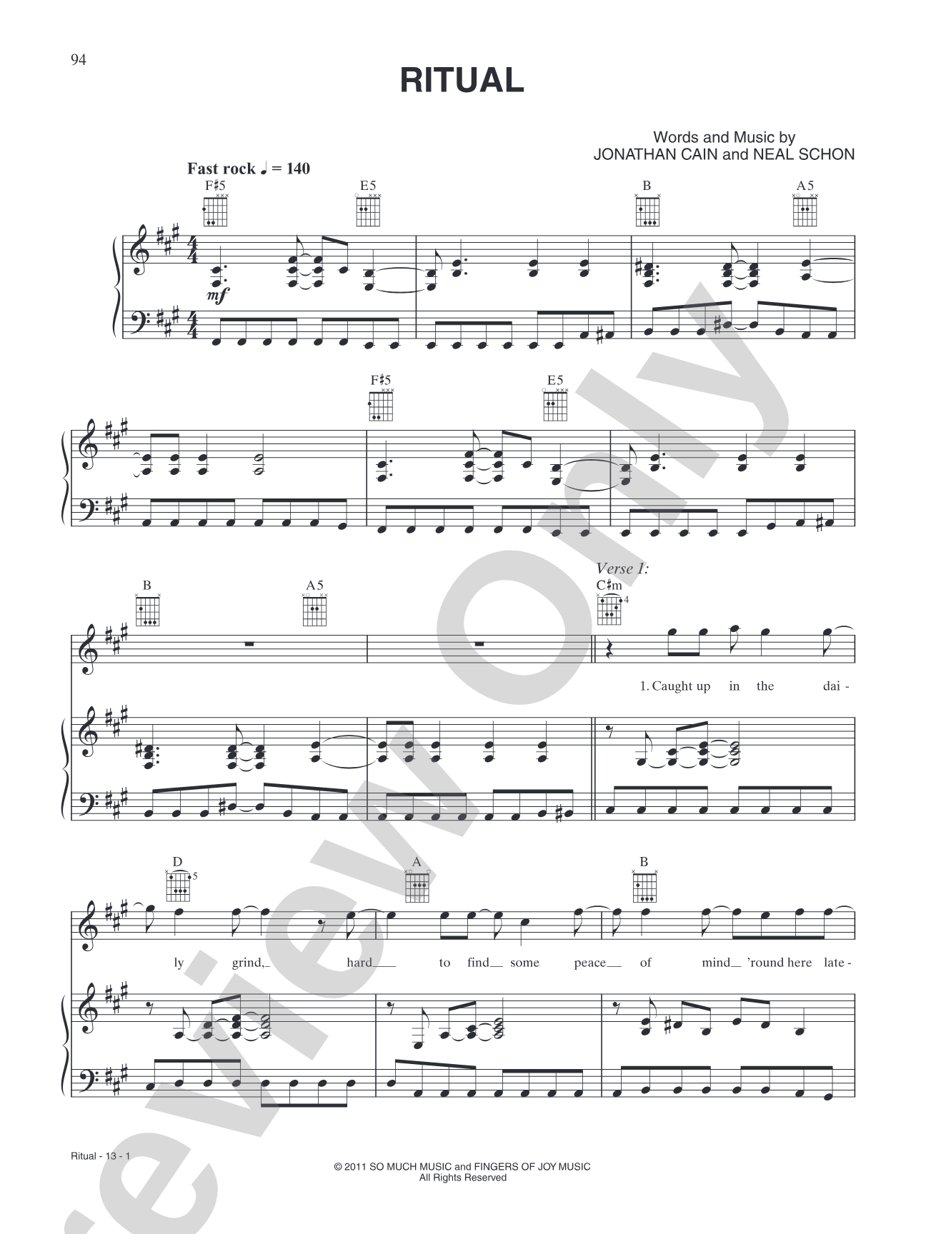 Ritual: Piano/Vocal/Chords