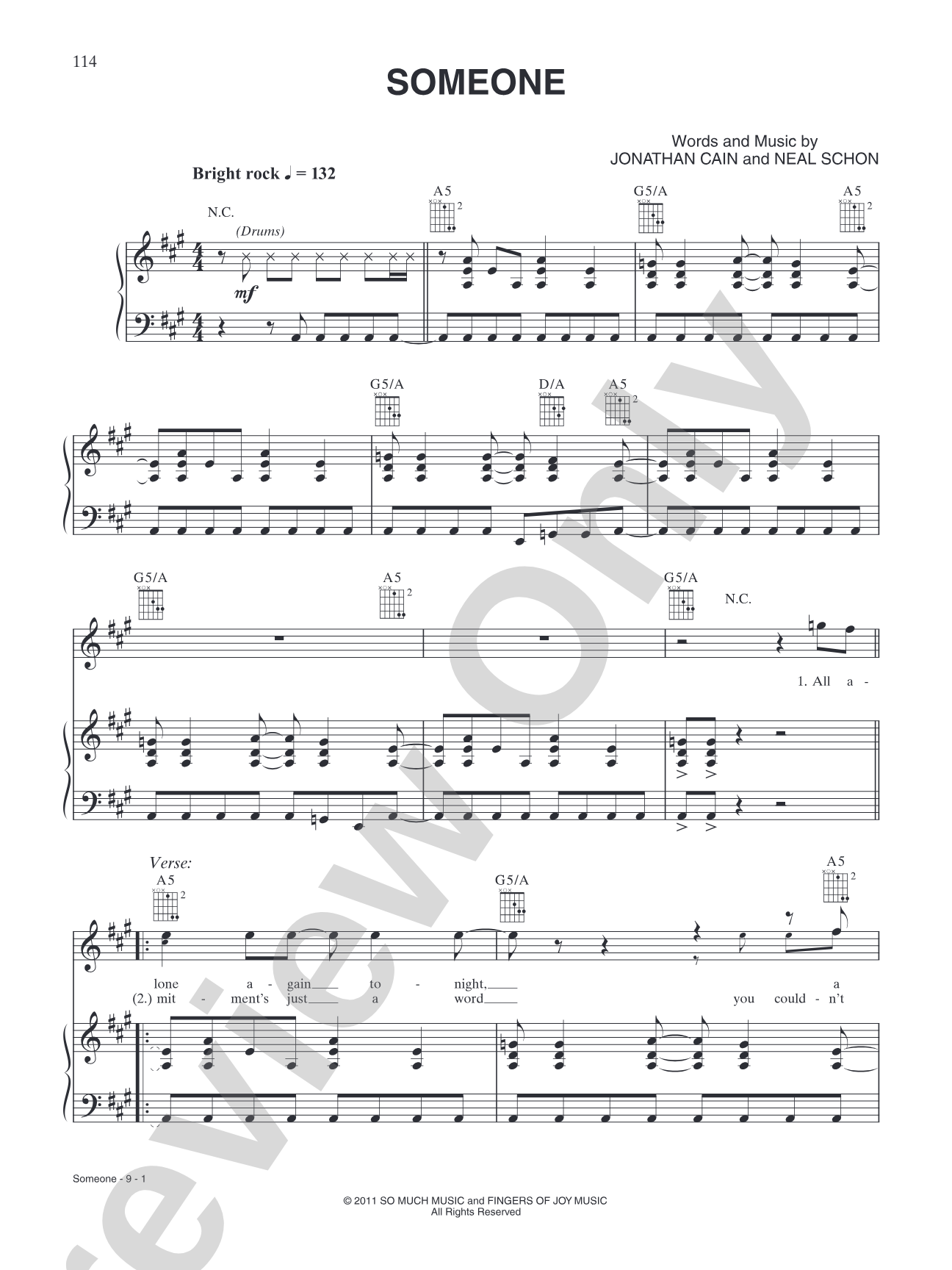 Someone: Piano/Vocal/Chords