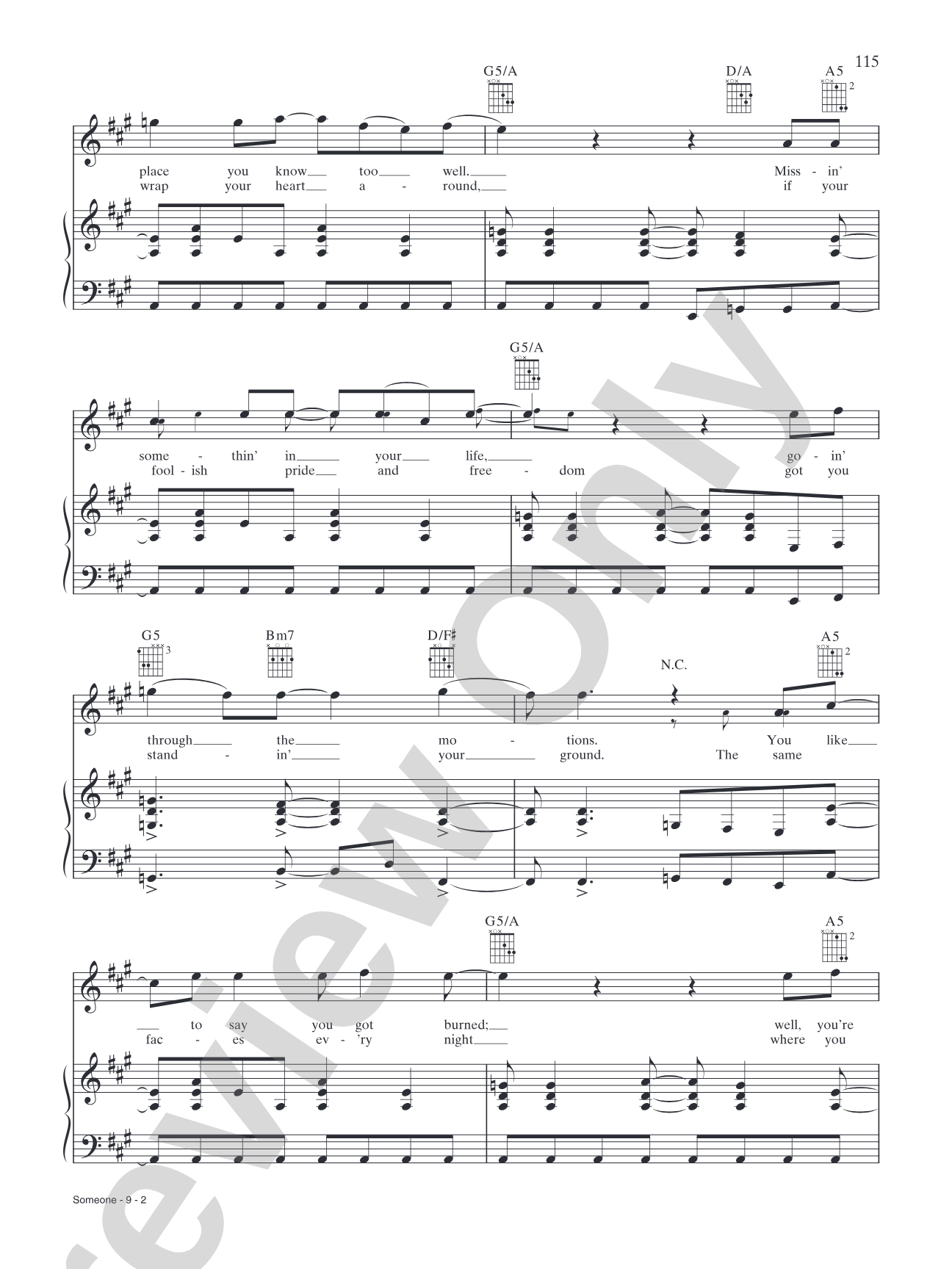 Someone: Piano/Vocal/Chords
