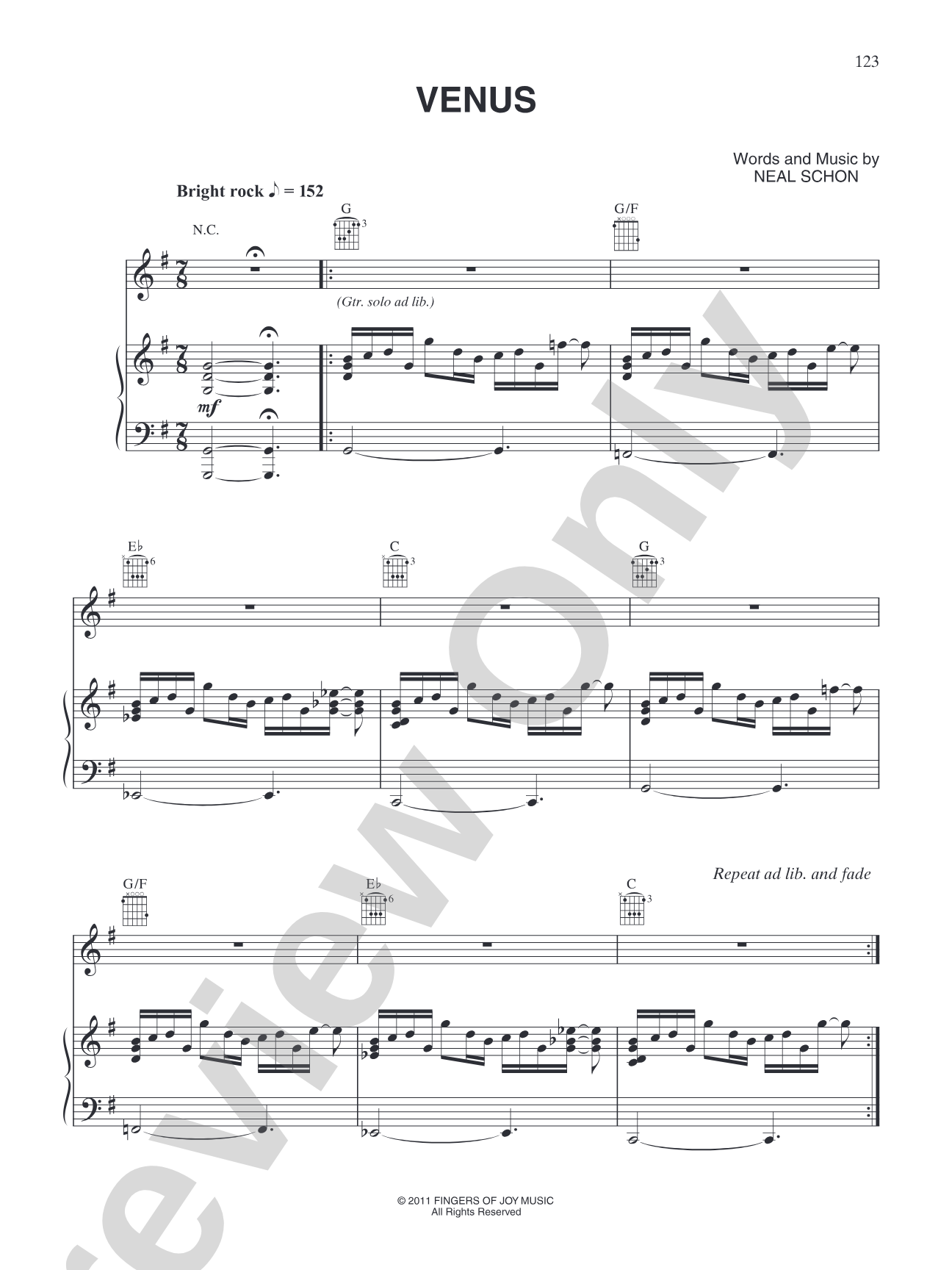 Venus: Piano/Vocal/Chords