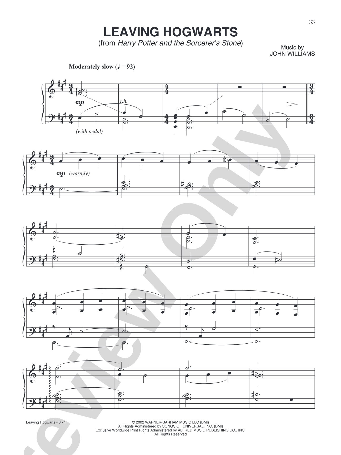 Leaving Hogwarts (from "Harry Potter and the Sorcerer's Stone"): Piano