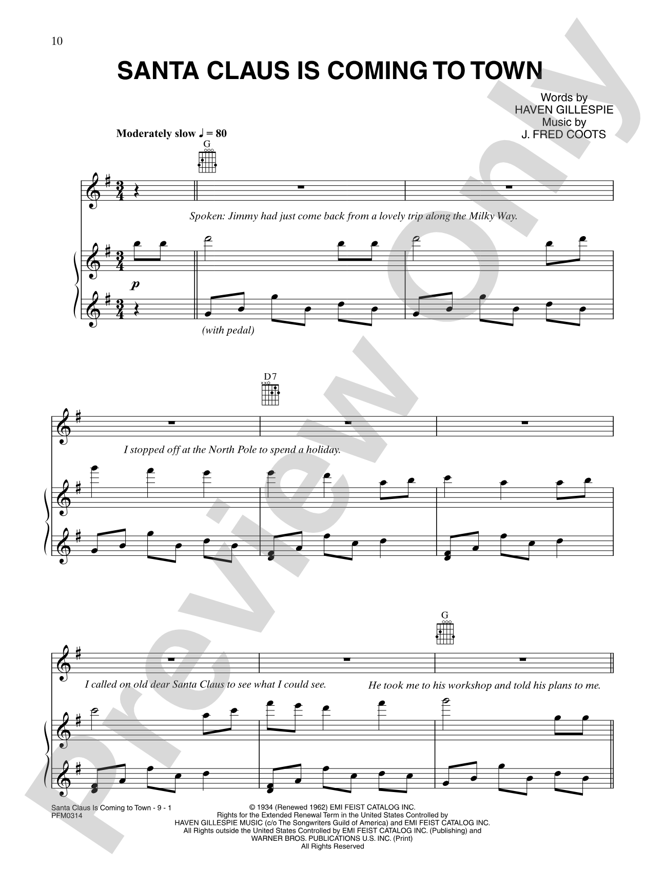 Santa Claus Is Comin' To Town (Vocal): Piano/Vocal/Chords