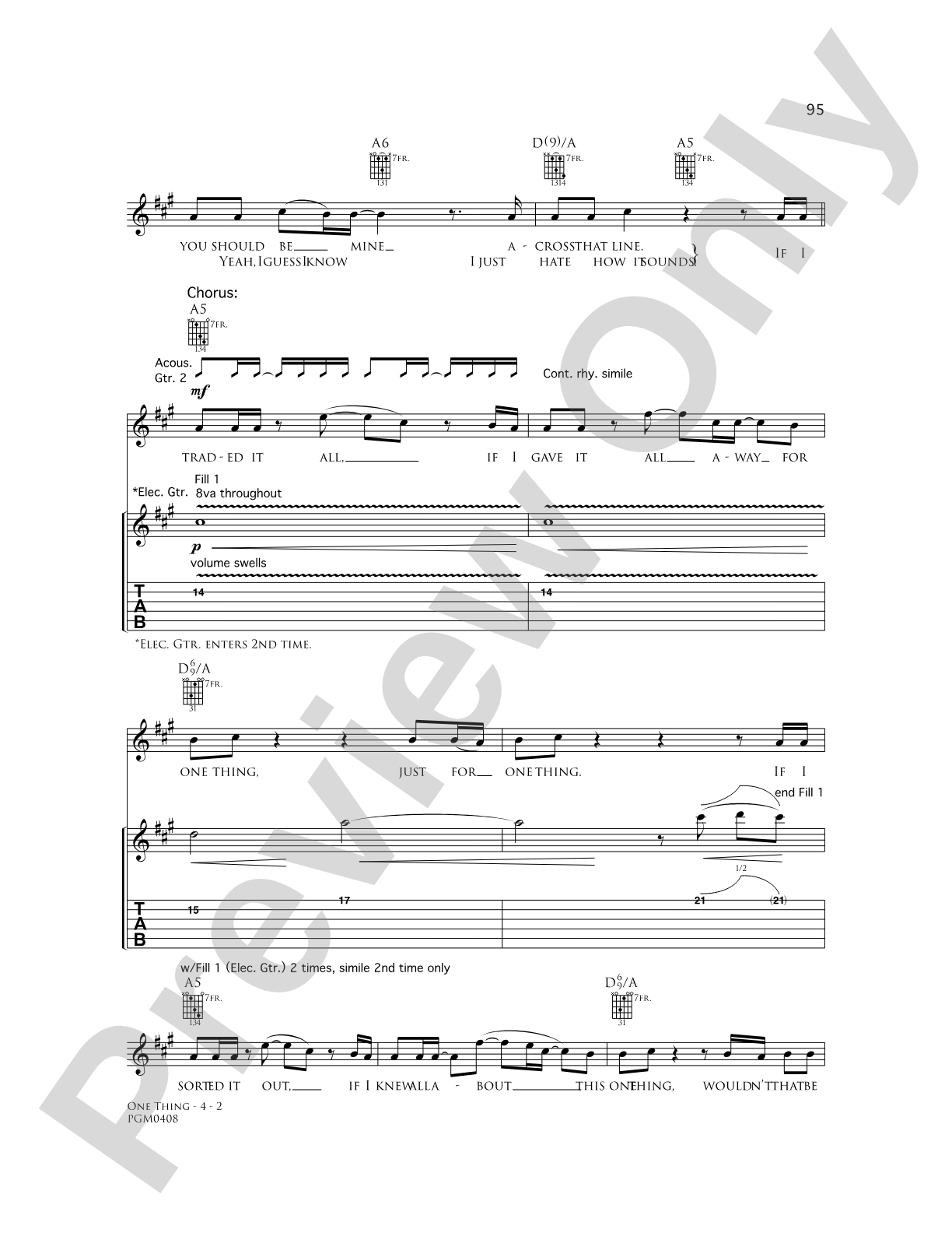 One Thing: Piano/Vocal/Chords