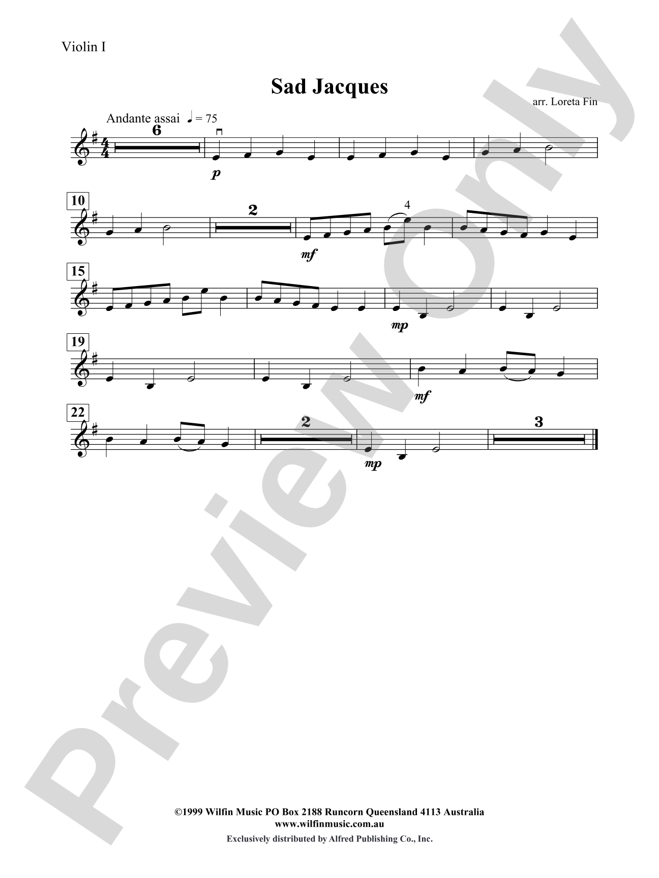 Sad Jacques: 1st Violin