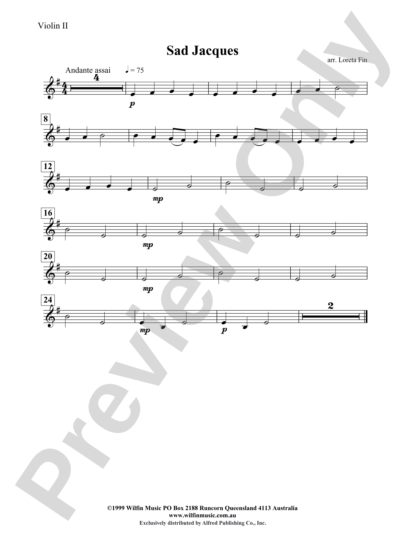 Sad Jacques: 2nd Violin