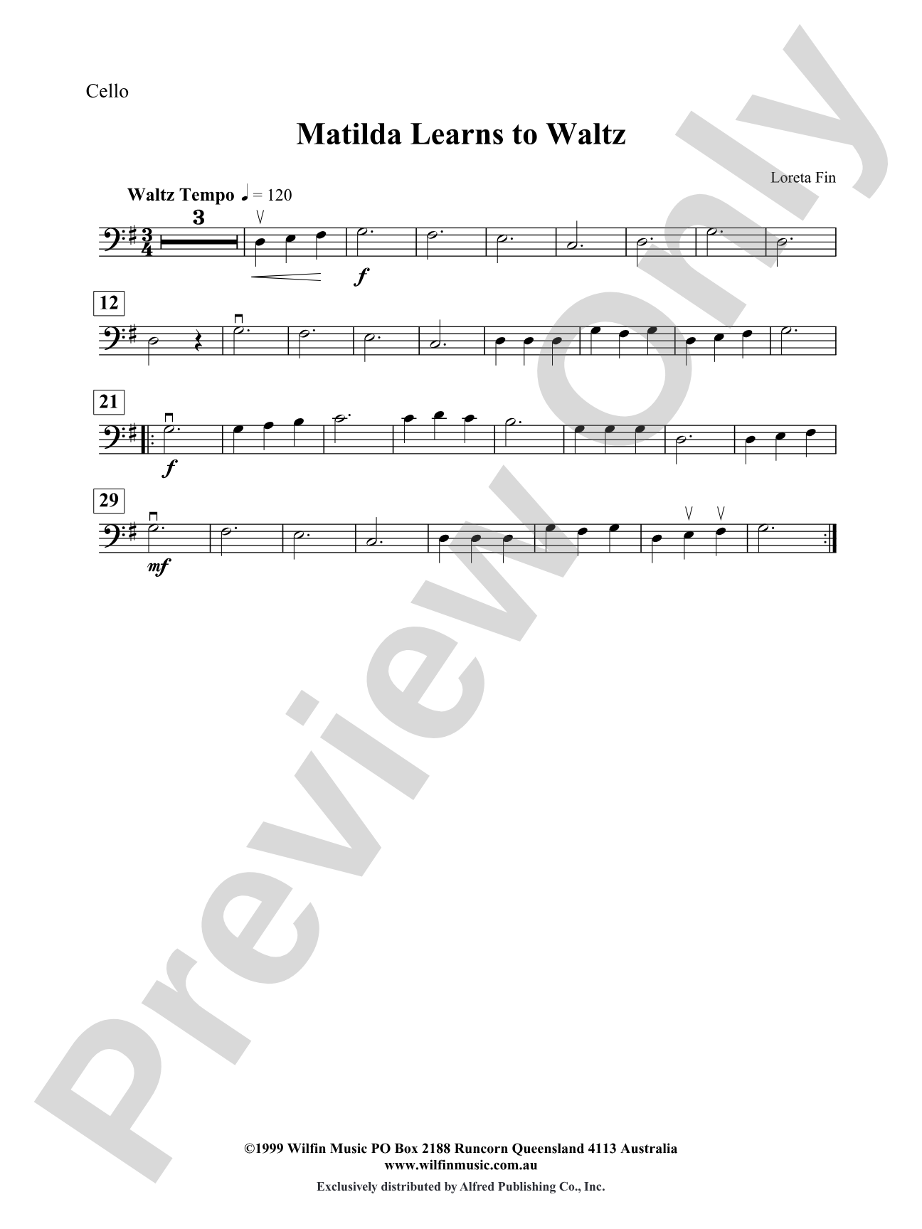 Matilda Learns to Waltz: Cello