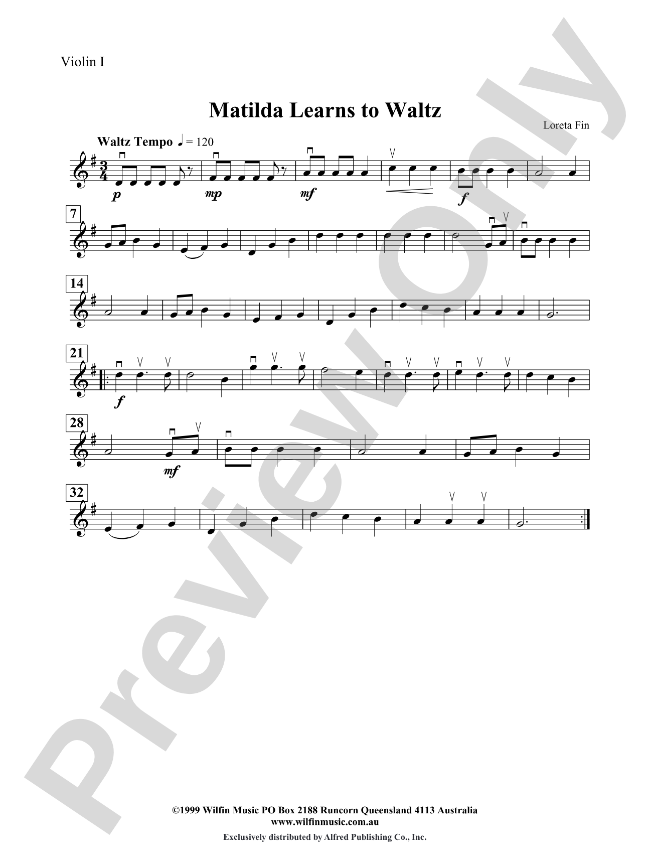 Matilda Learns to Waltz: 1st Violin