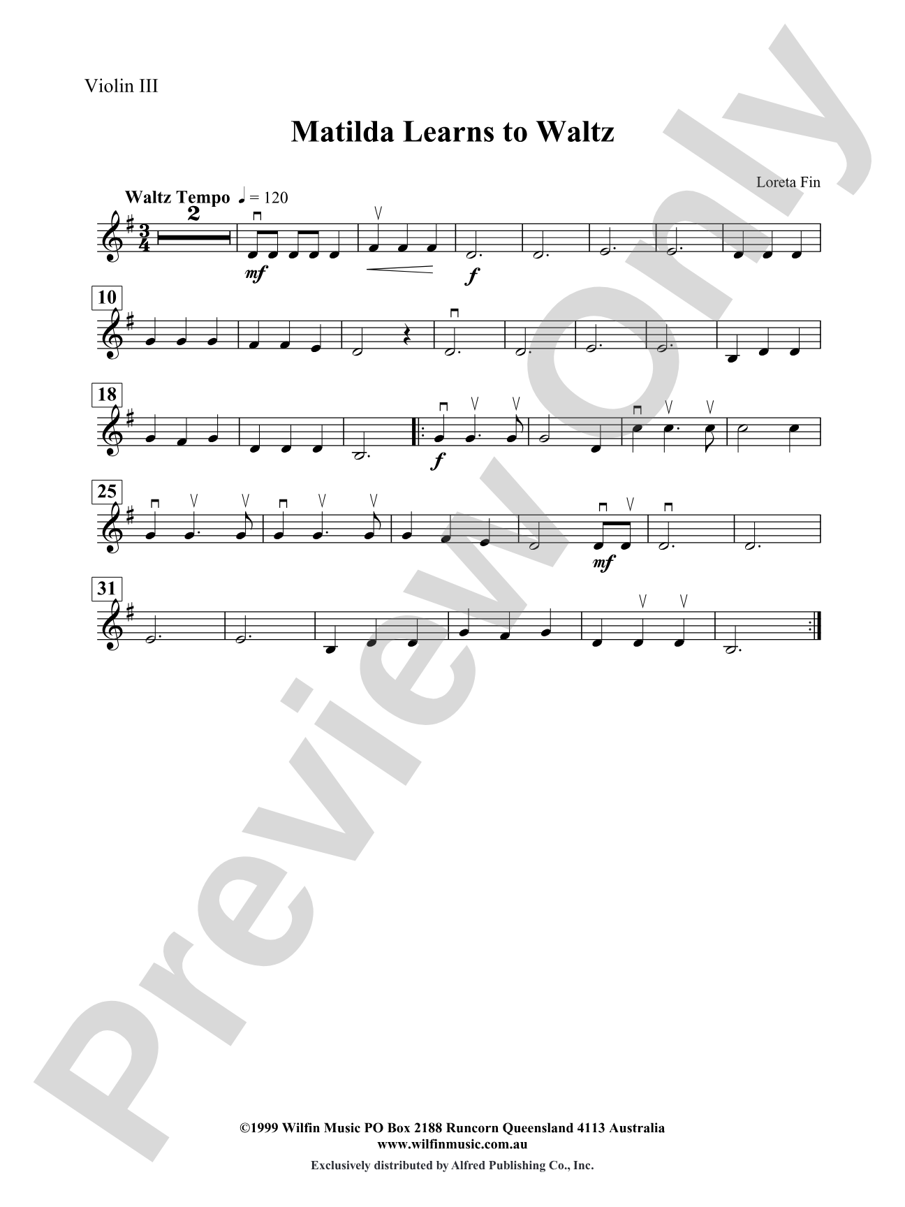 Matilda Learns to Waltz: 3rd Violin (Viola [TC])