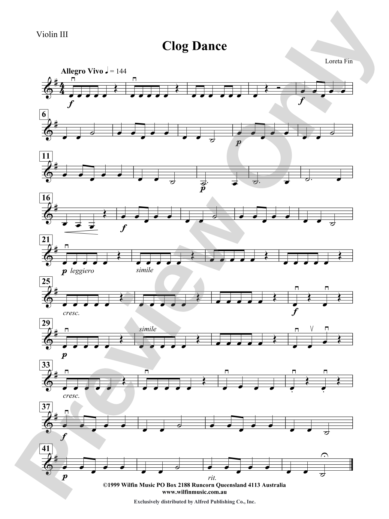 Clog Dance: 3rd Violin (Viola [TC])