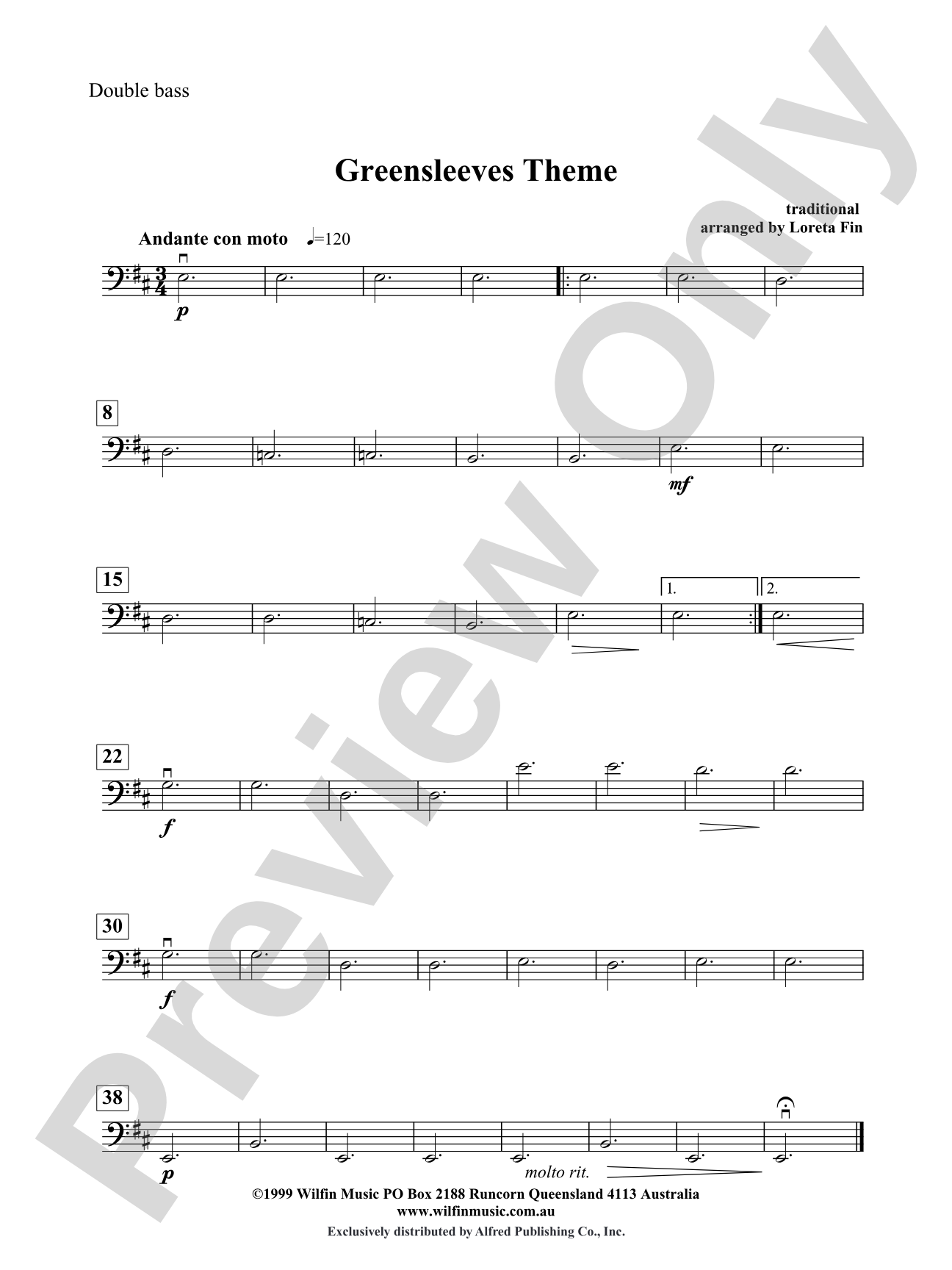 Greensleeves Theme: String Bass