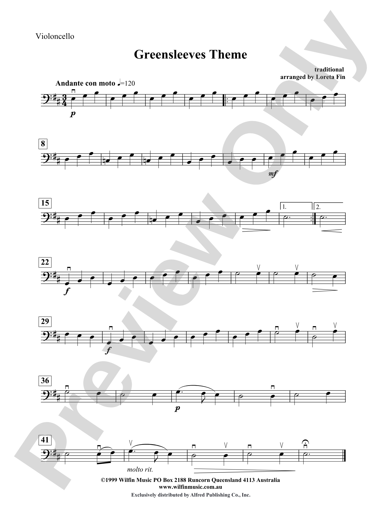 Greensleeves Theme: Cello