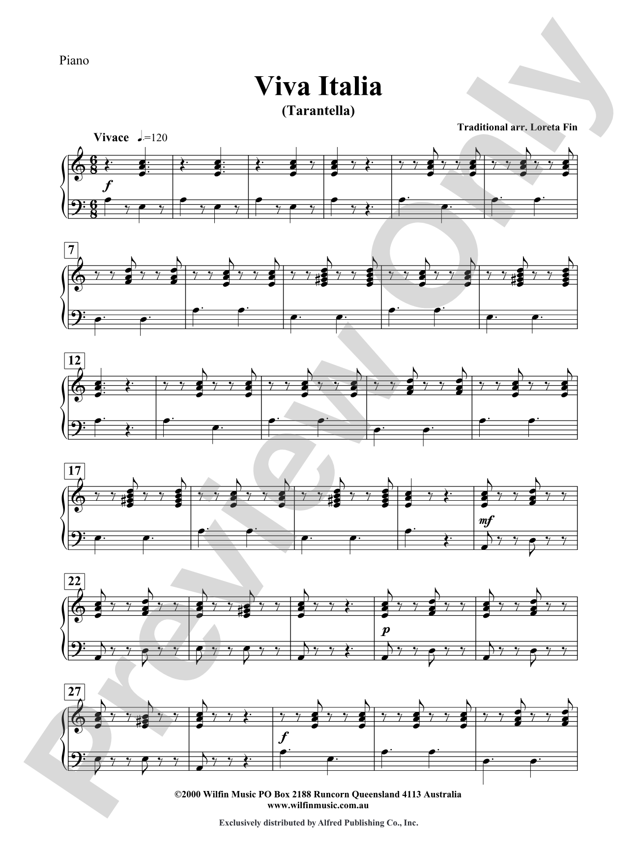 Viva Italia (Tarentella): Piano Accompaniment