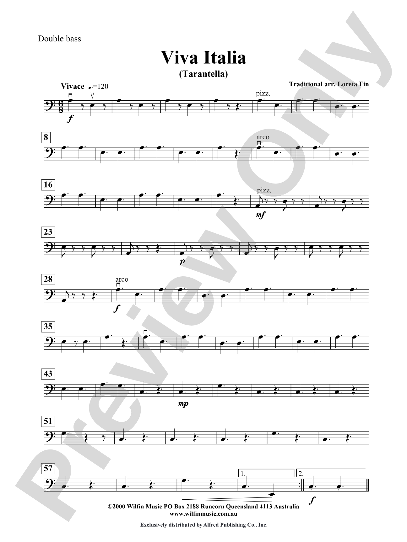 Viva Italia (Tarentella): String Bass