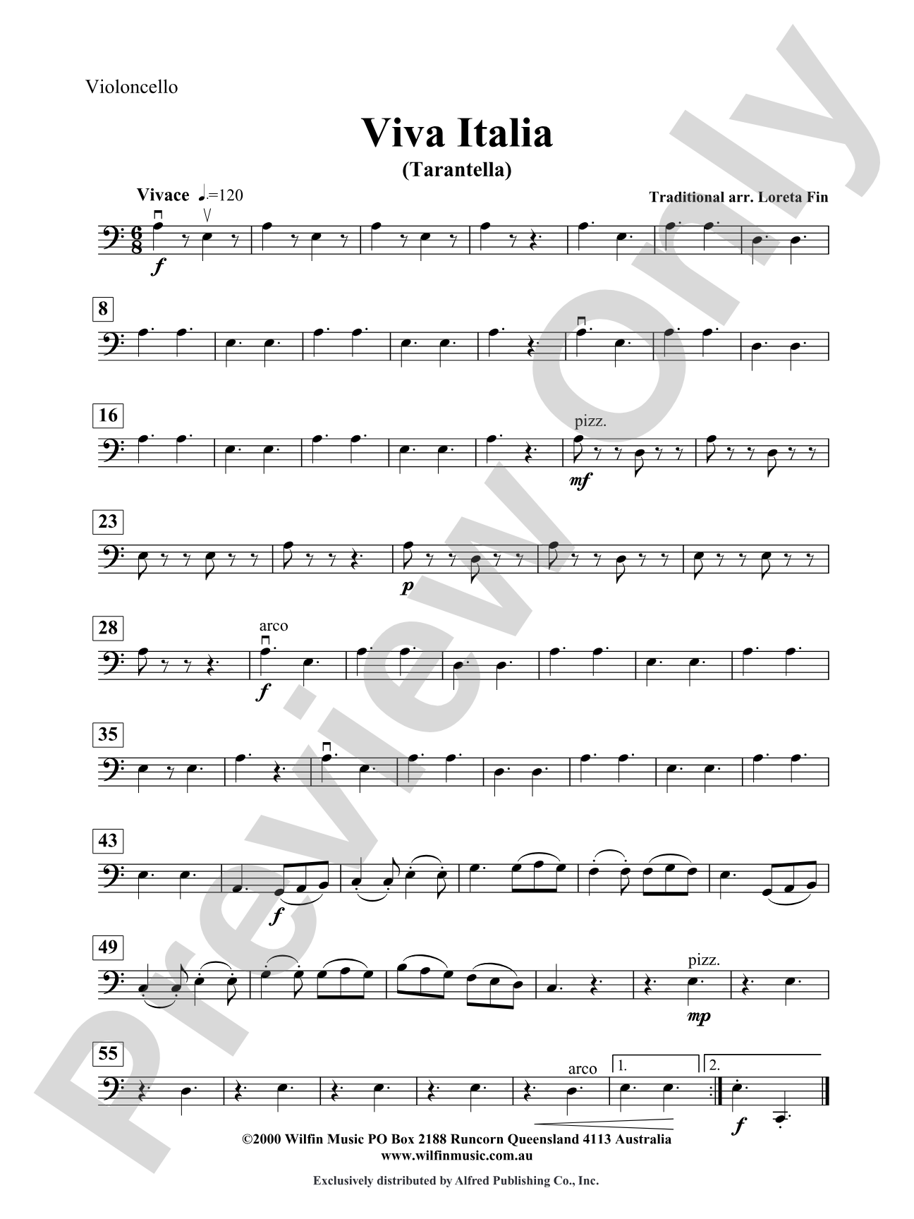 Viva Italia (Tarentella): Cello