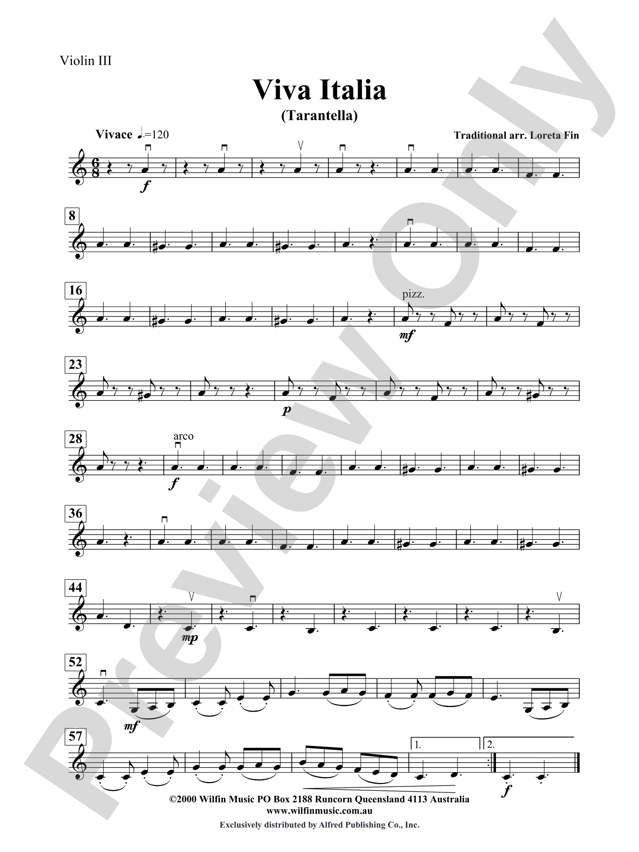 Viva Italia (Tarentella): 3rd Violin (Viola [TC])