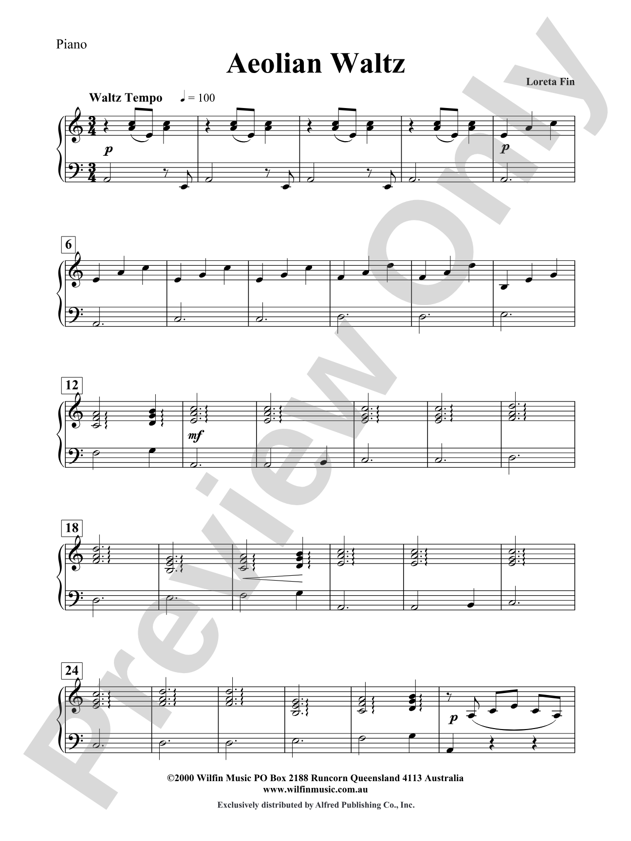 Aeolian Waltz: Piano Accompaniment